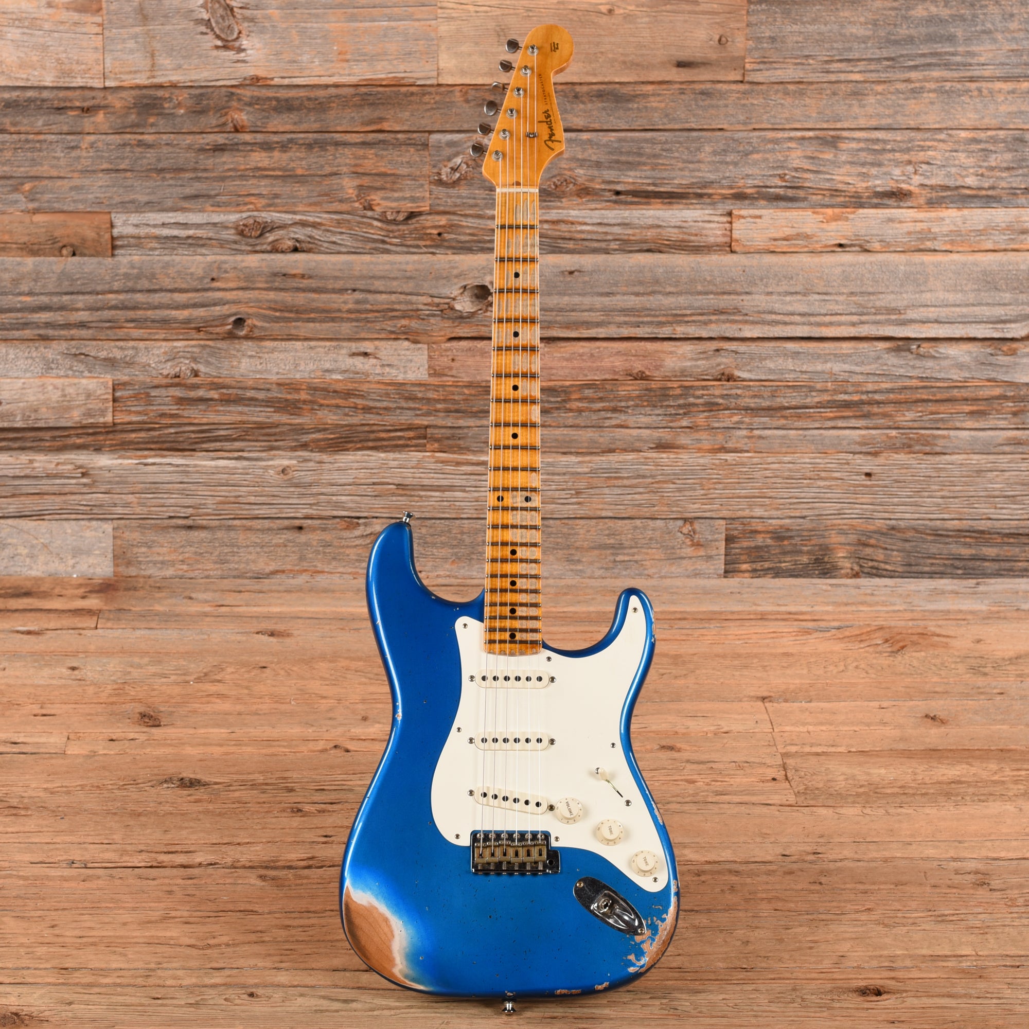 Fender Custom Shop WW10 '57 Stratocaster Heavy Relic Faded Aged Bright Sapphire Metallic Electric Guitars