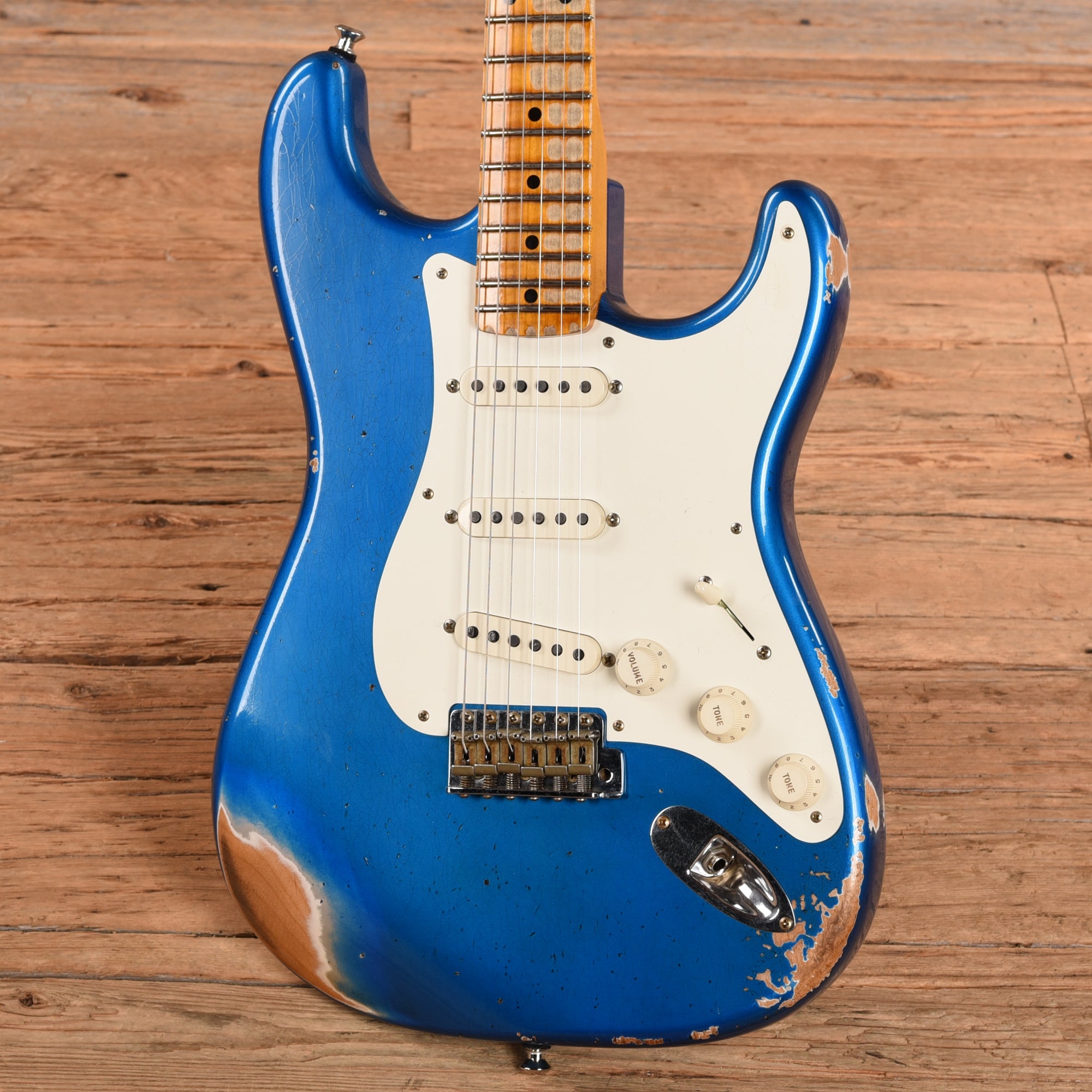 Fender Custom Shop WW10 '57 Stratocaster Heavy Relic Faded Aged Bright Sapphire Metallic Electric Guitars