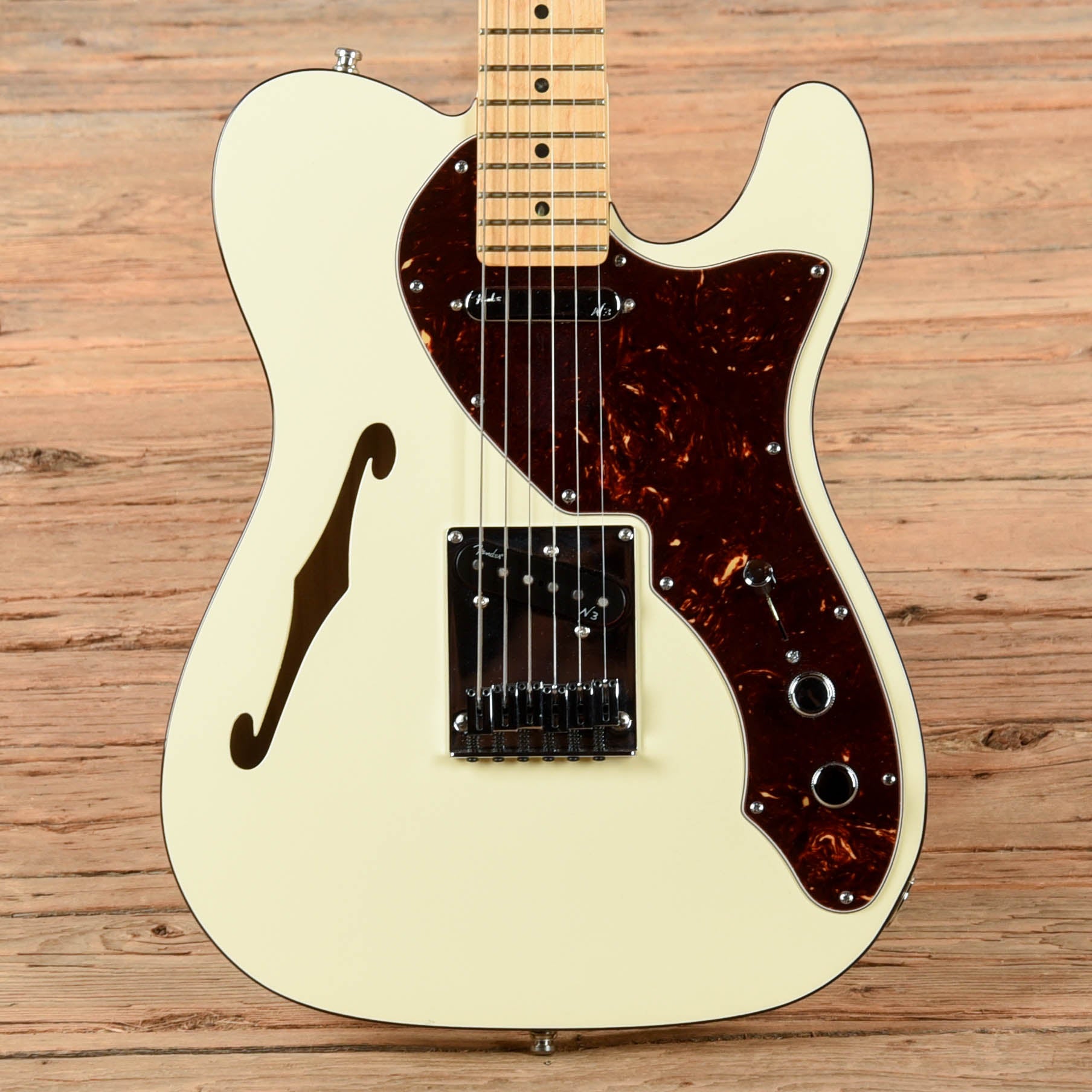 Fender American Deluxe Telecaster Thinline White 2015 Electric Guitars / Semi-Hollow