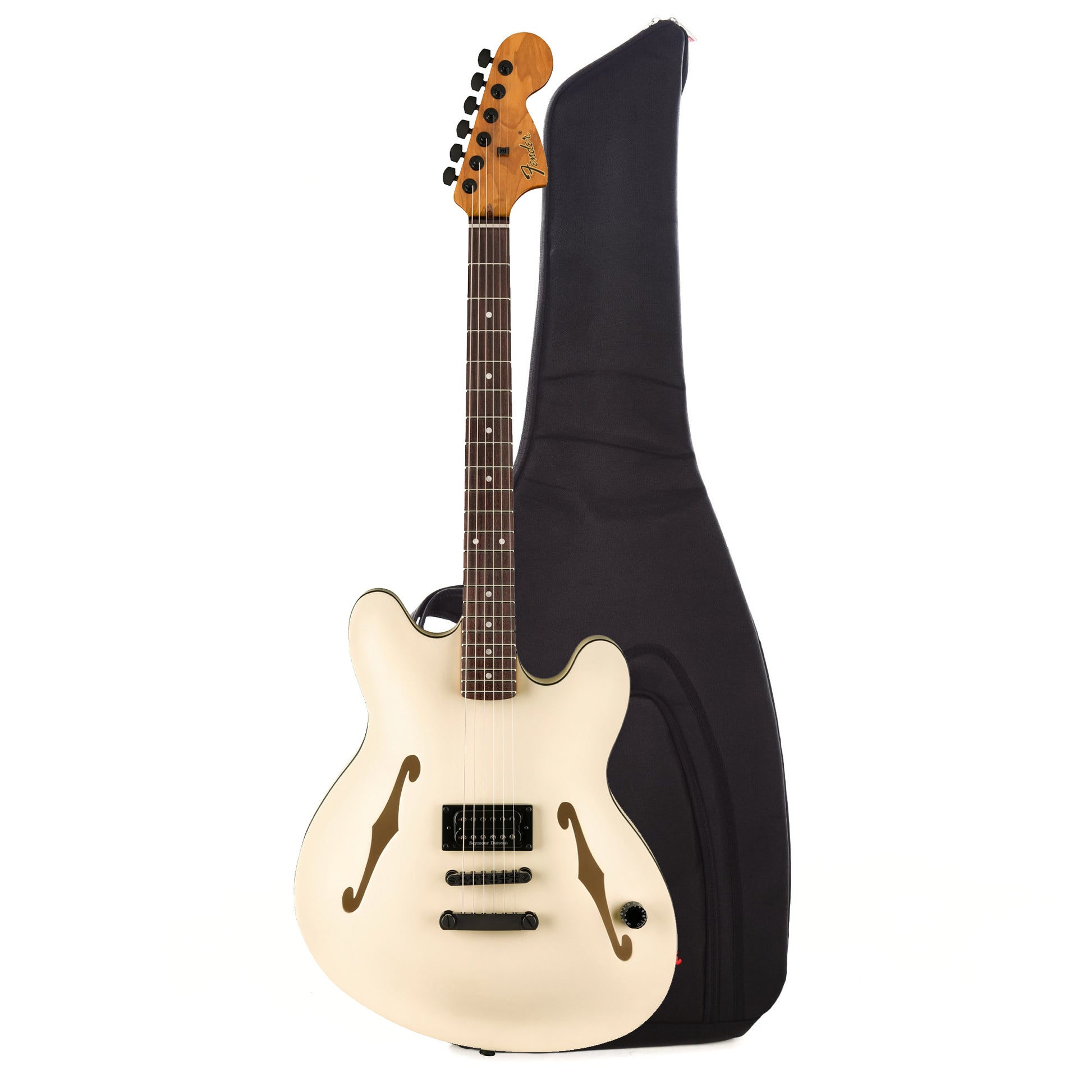 Fender Artist Tom DeLonge Starcaster Satin Olympic White Gig Bag Bundle Electric Guitars / Semi-Hollow