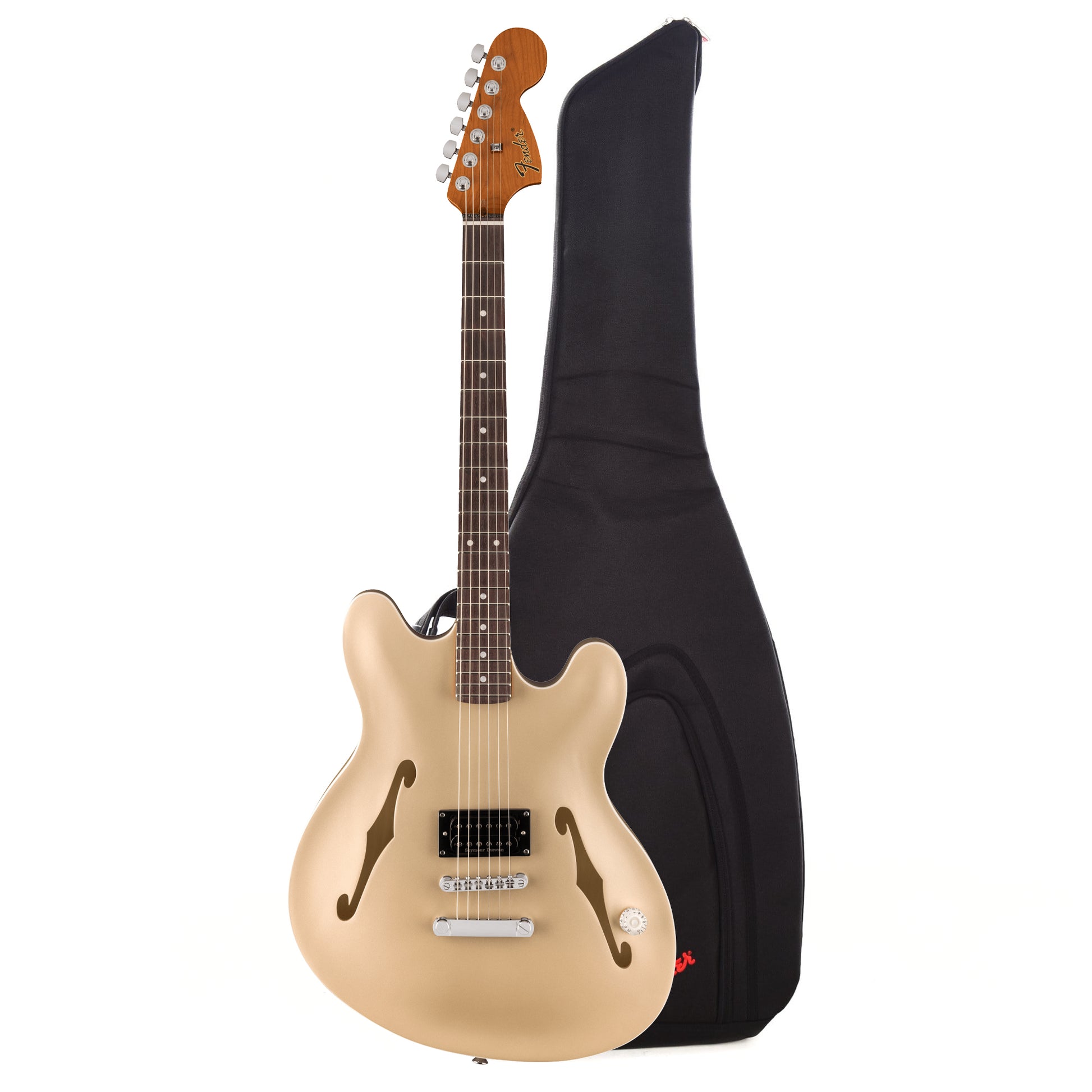 Fender Artist Tom DeLonge Starcaster Satin Shoreline Gold Gig Bag Bundle Electric Guitars / Semi-Hollow