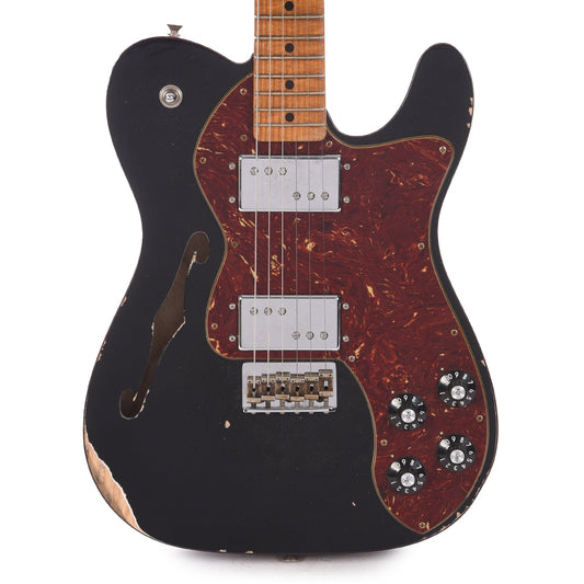 Fender Custom Shop 1972 Thinline Deluxe Relic Ash Aged Black w/Roasted Neck & Novak Widerange Humbuckers Electric Guitars / Semi-Hollow