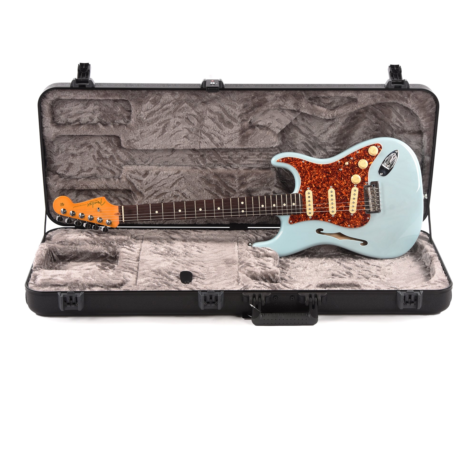 Fender Limited Edition American Professional II Stratocaster Thinline Transparent Daphne Blue Electric Guitars / Semi-Hollow