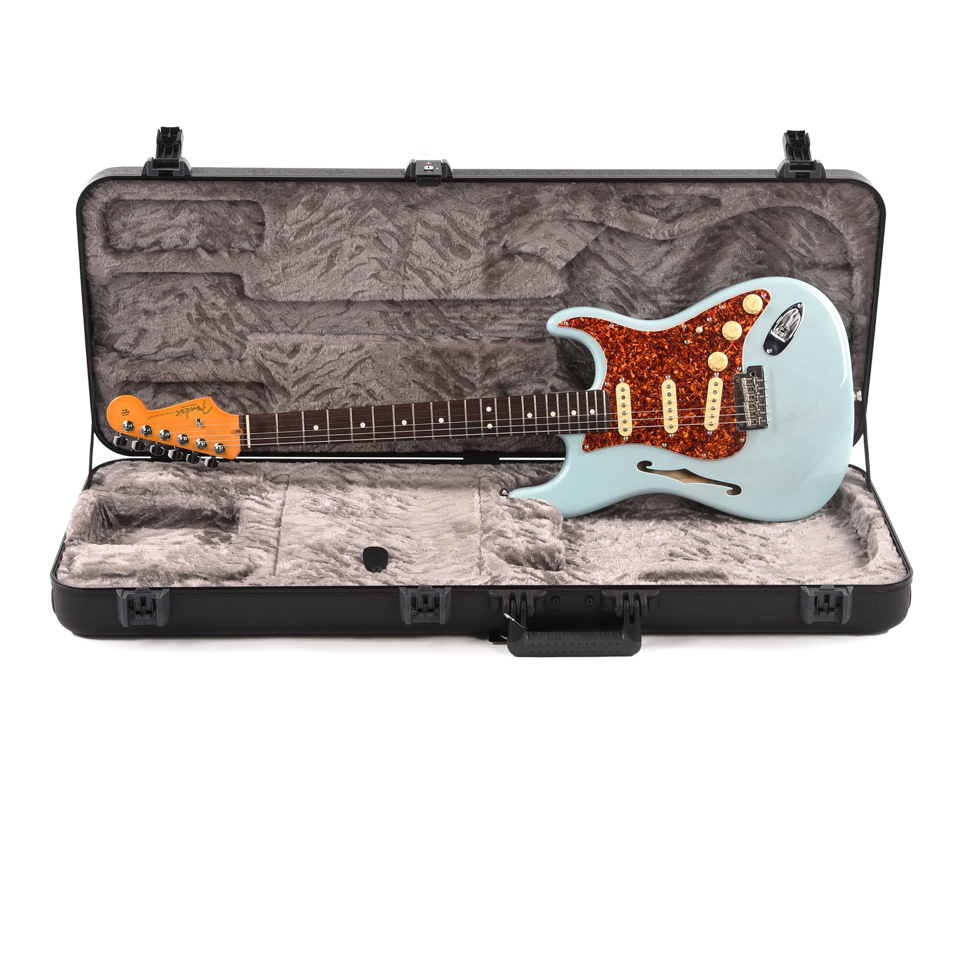 Fender Limited Edition American Professional II Stratocaster Thinline Transparent Daphne Blue Electric Guitars / Semi-Hollow