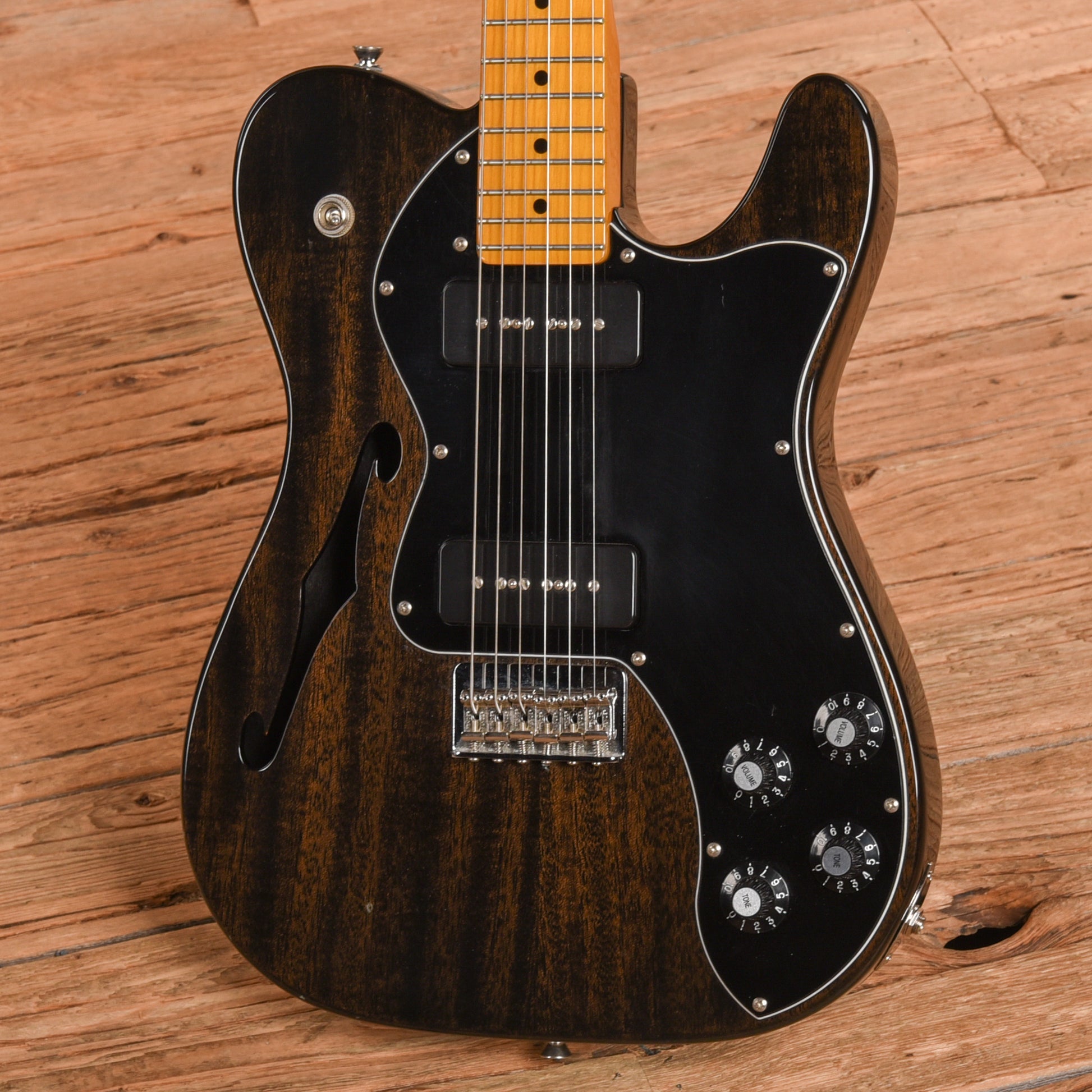 Fender Modern Player Telecaster Deluxe Thinline Transparent Black 2014 Electric Guitars / Semi-Hollow