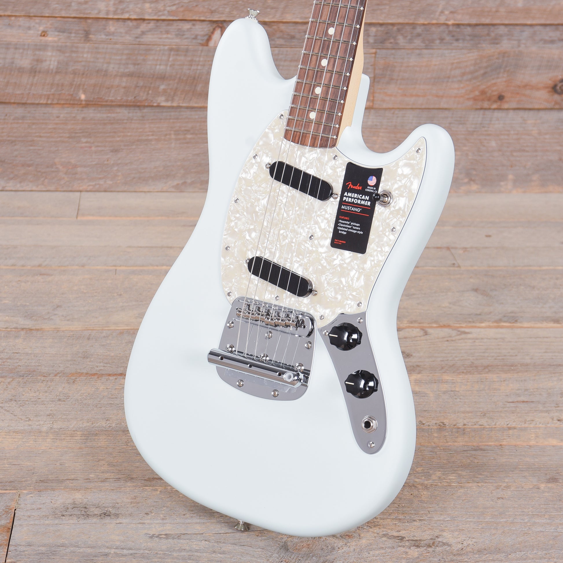 Fender American Performer Mustang Satin Sonic Blue Electric Guitars / Solid Body