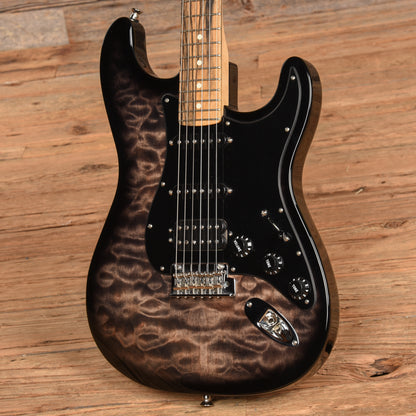 Fender American QMT Stratocaster with Pale Moon Ebony Fretboard Transparent Black 2019 Electric Guitars / Solid Body