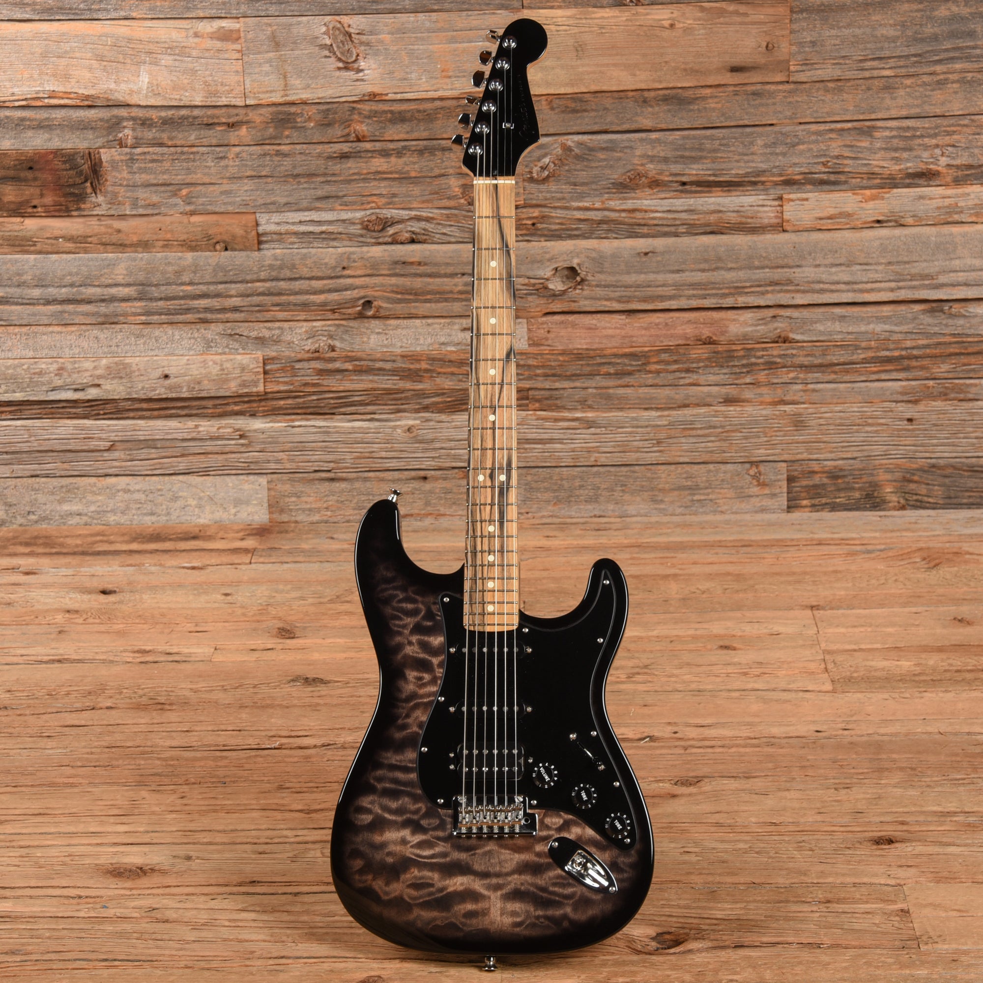 Fender American QMT Stratocaster with Pale Moon Ebony Fretboard Transparent Black 2019 Electric Guitars / Solid Body