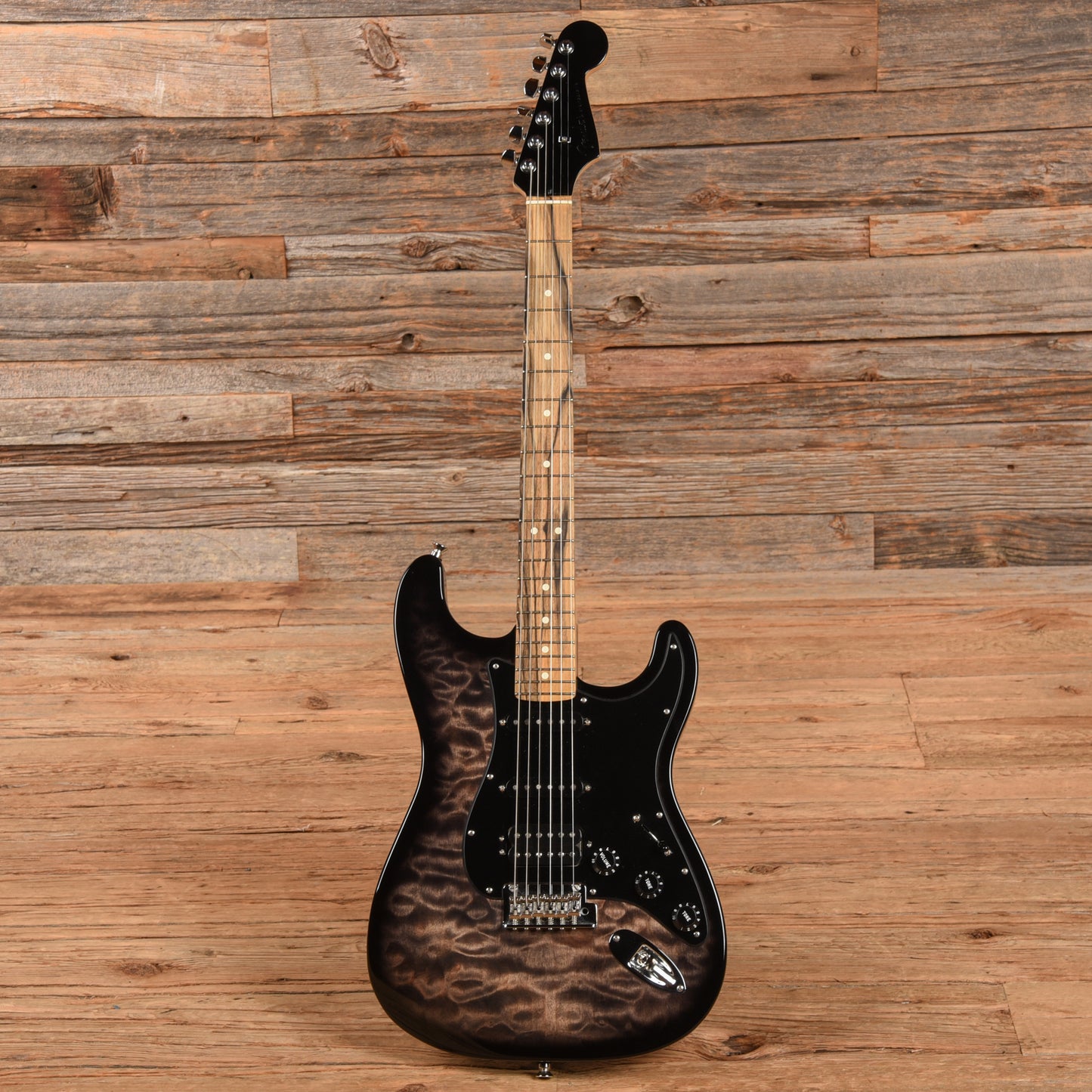 Fender American QMT Stratocaster with Pale Moon Ebony Fretboard Transparent Black 2019 Electric Guitars / Solid Body