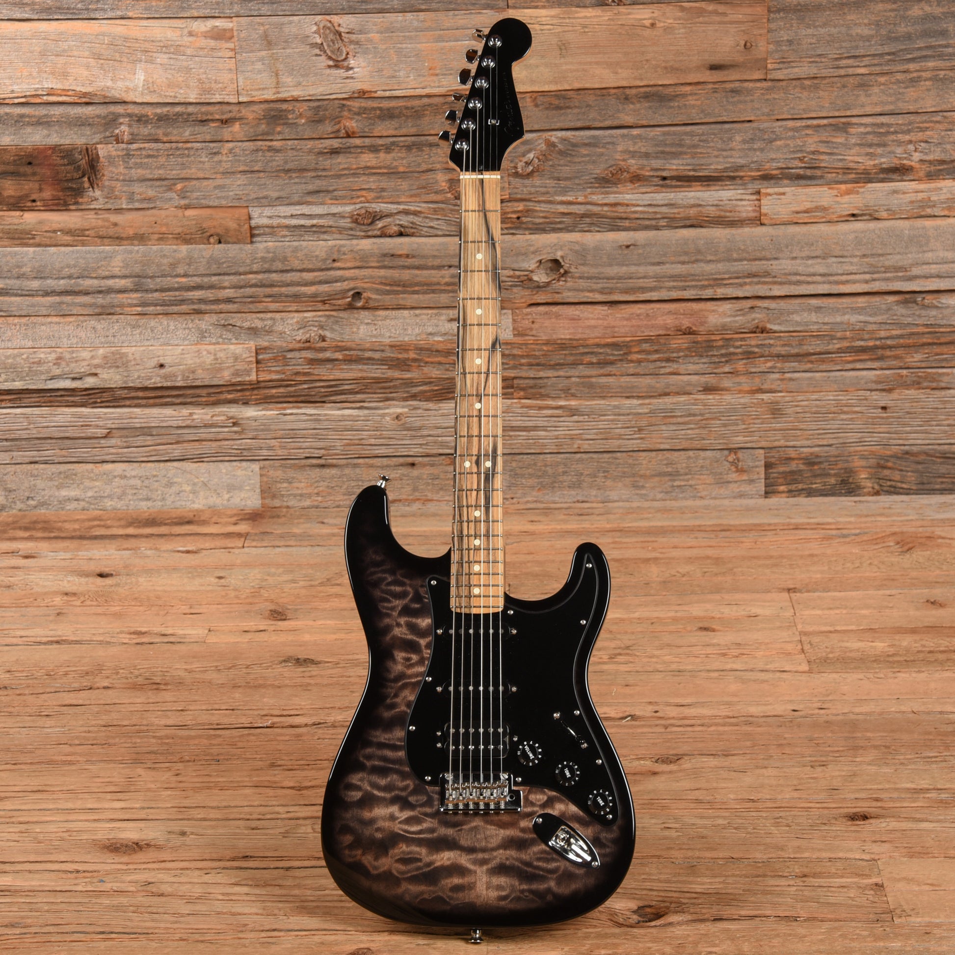 Fender American QMT Stratocaster with Pale Moon Ebony Fretboard Transparent Black 2019 Electric Guitars / Solid Body