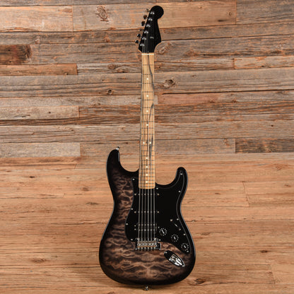 Fender American QMT Stratocaster with Pale Moon Ebony Fretboard Transparent Black 2019 Electric Guitars / Solid Body