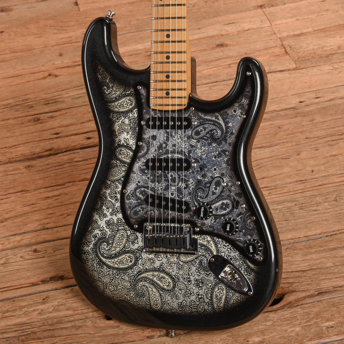 Fender American Standard Stratocaster Neck with Allparts Body Black Paisley Electric Guitars / Solid Body