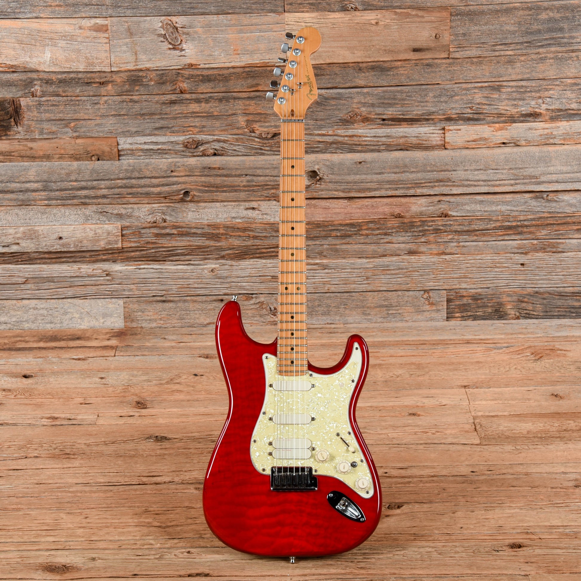 Fender American Standard Stratocaster Neck with Unknown Body Transparent Red Electric Guitars / Solid Body
