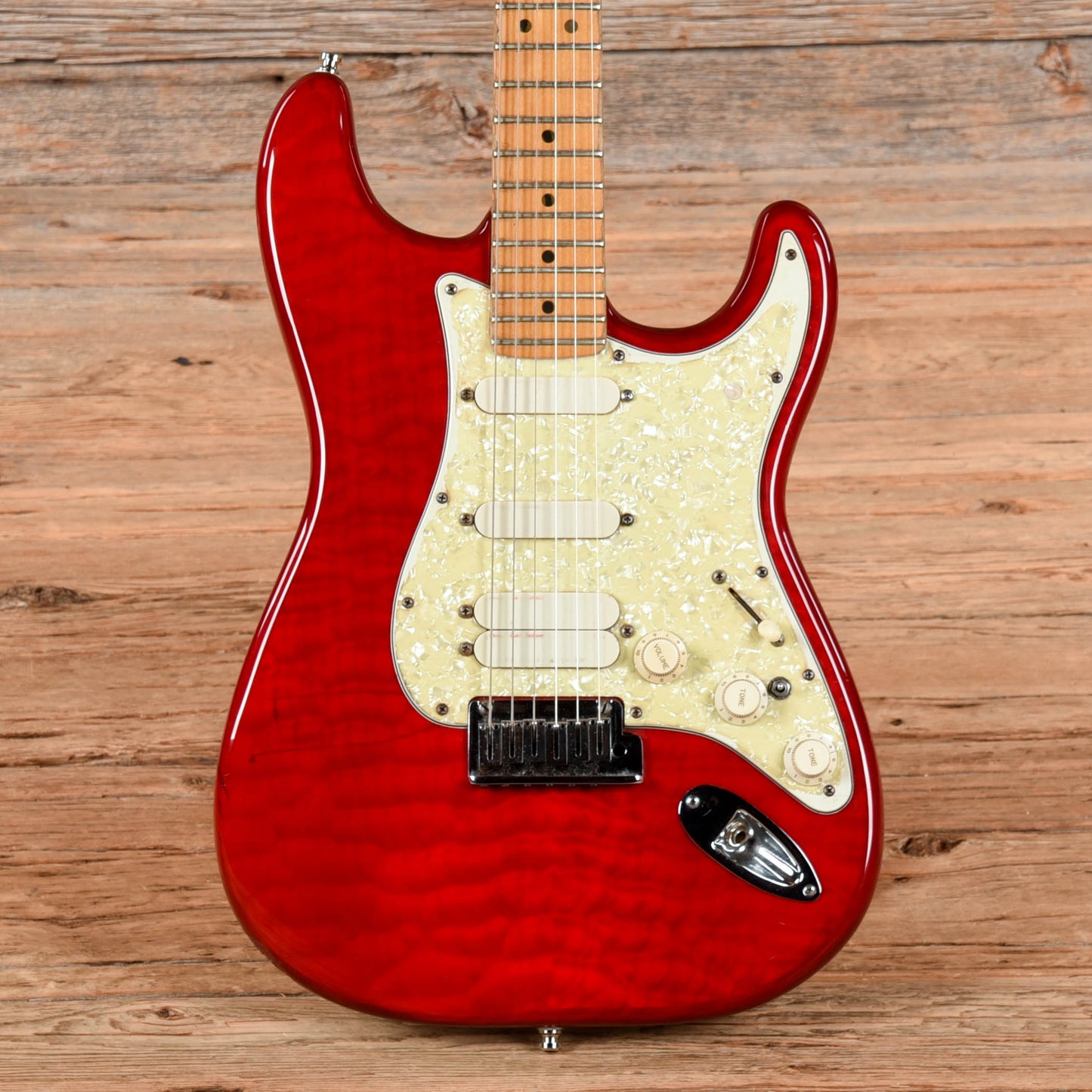 Fender American Standard Stratocaster Neck with Unknown Body Transparent Red Electric Guitars / Solid Body