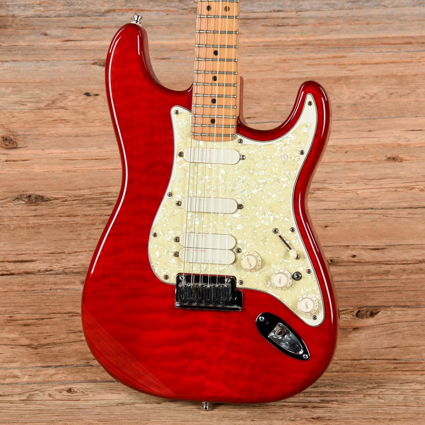 Fender American Standard Stratocaster Neck with Unknown Body Transparent Red Electric Guitars / Solid Body