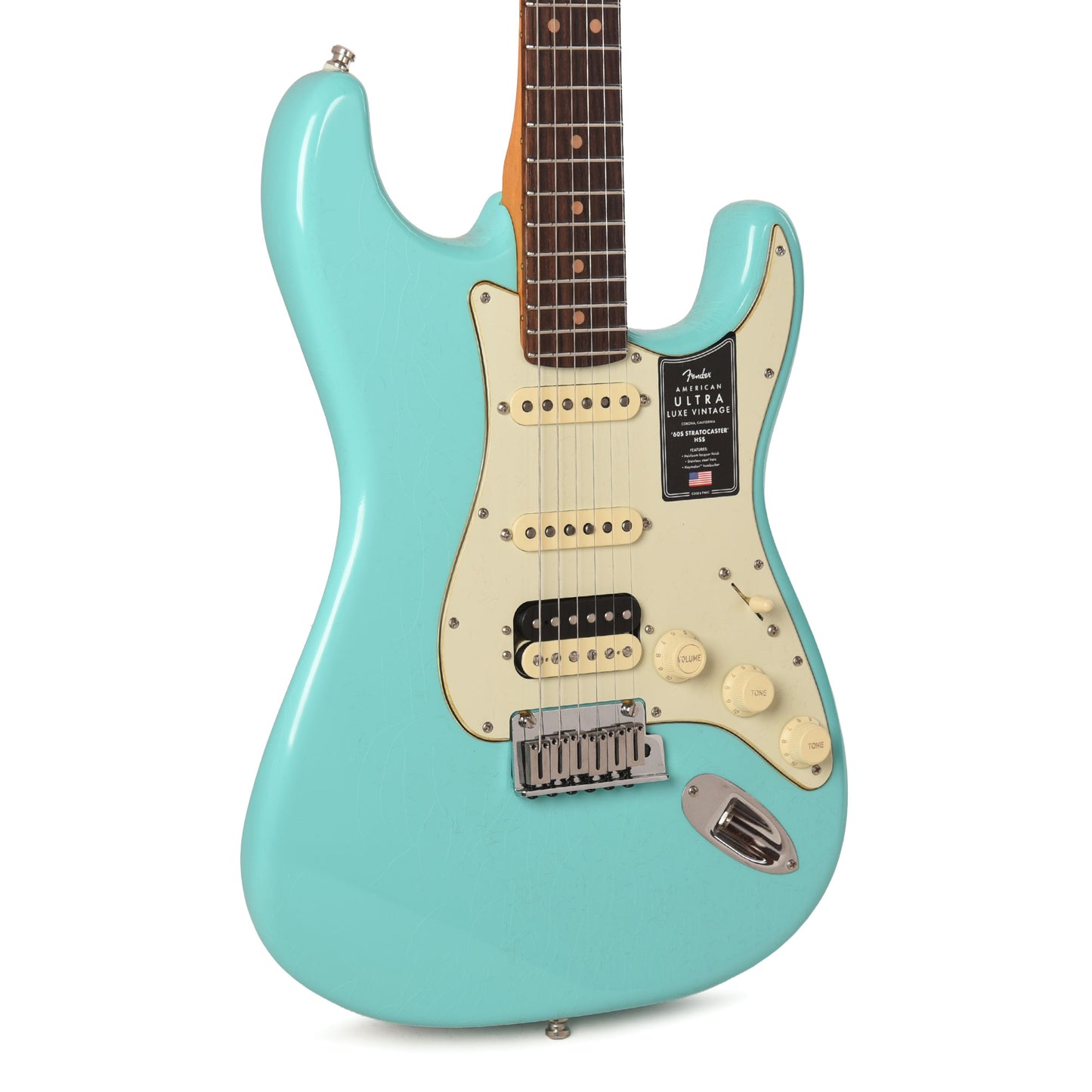 Fender American Ultra Luxe Vintage '60s Stratocaster HSS Surf Green Metallic Electric Guitars / Solid Body