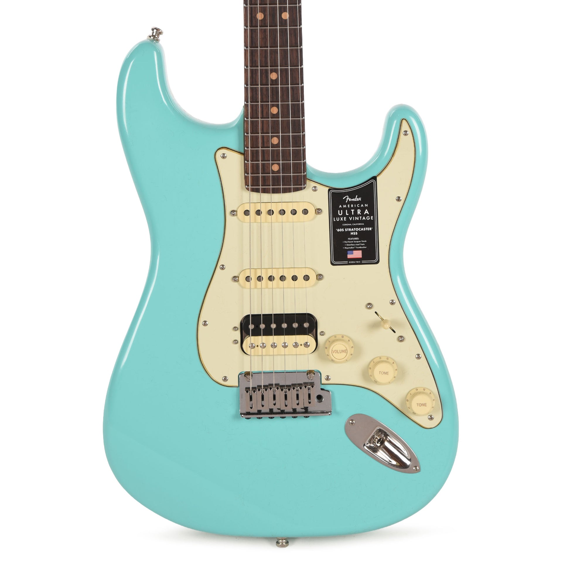 Fender American Ultra Luxe Vintage '60s Stratocaster HSS Surf Green Metallic Electric Guitars / Solid Body
