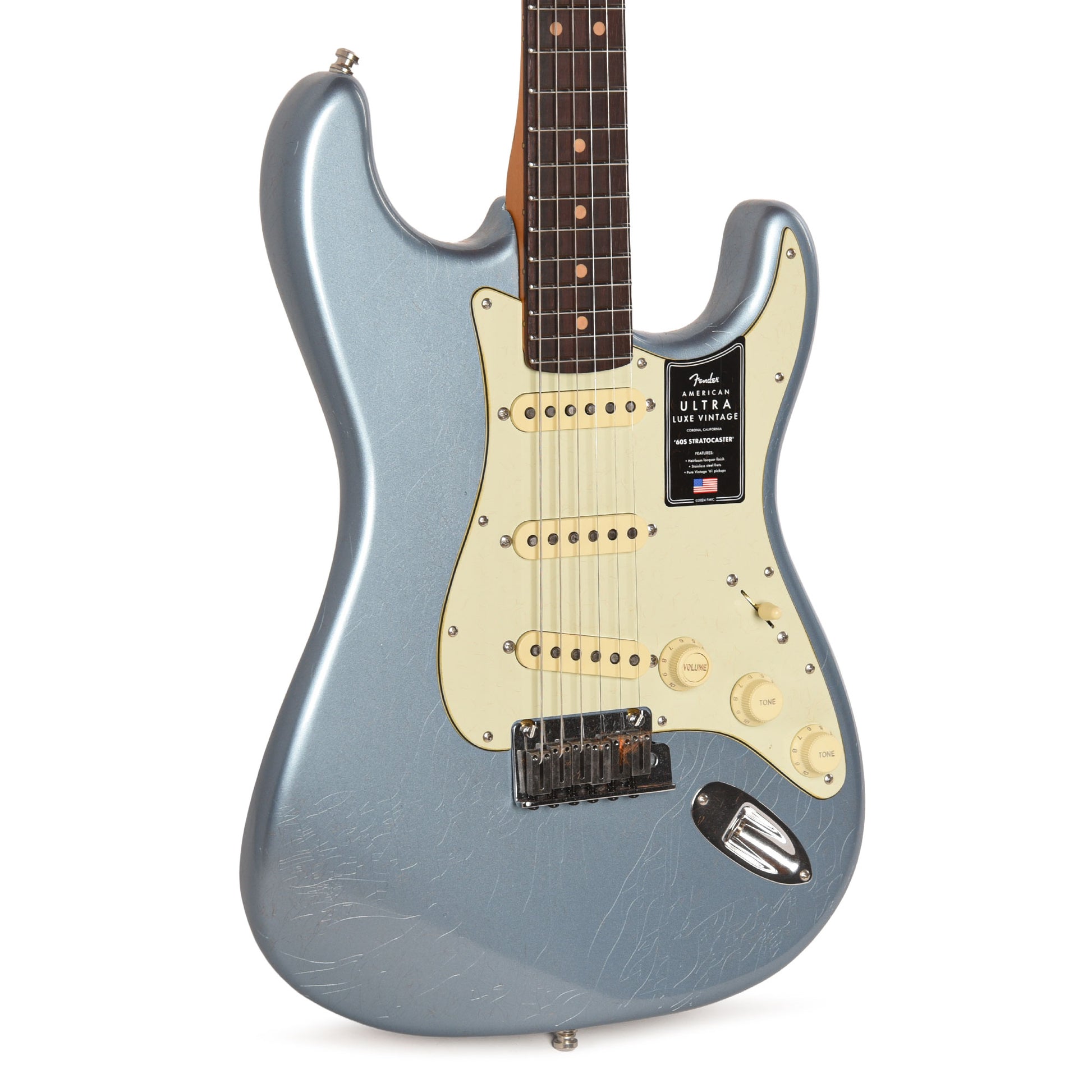 Fender American Ultra Luxe Vintage '60s Stratocaster Ice Blue Metallic Electric Guitars / Solid Body