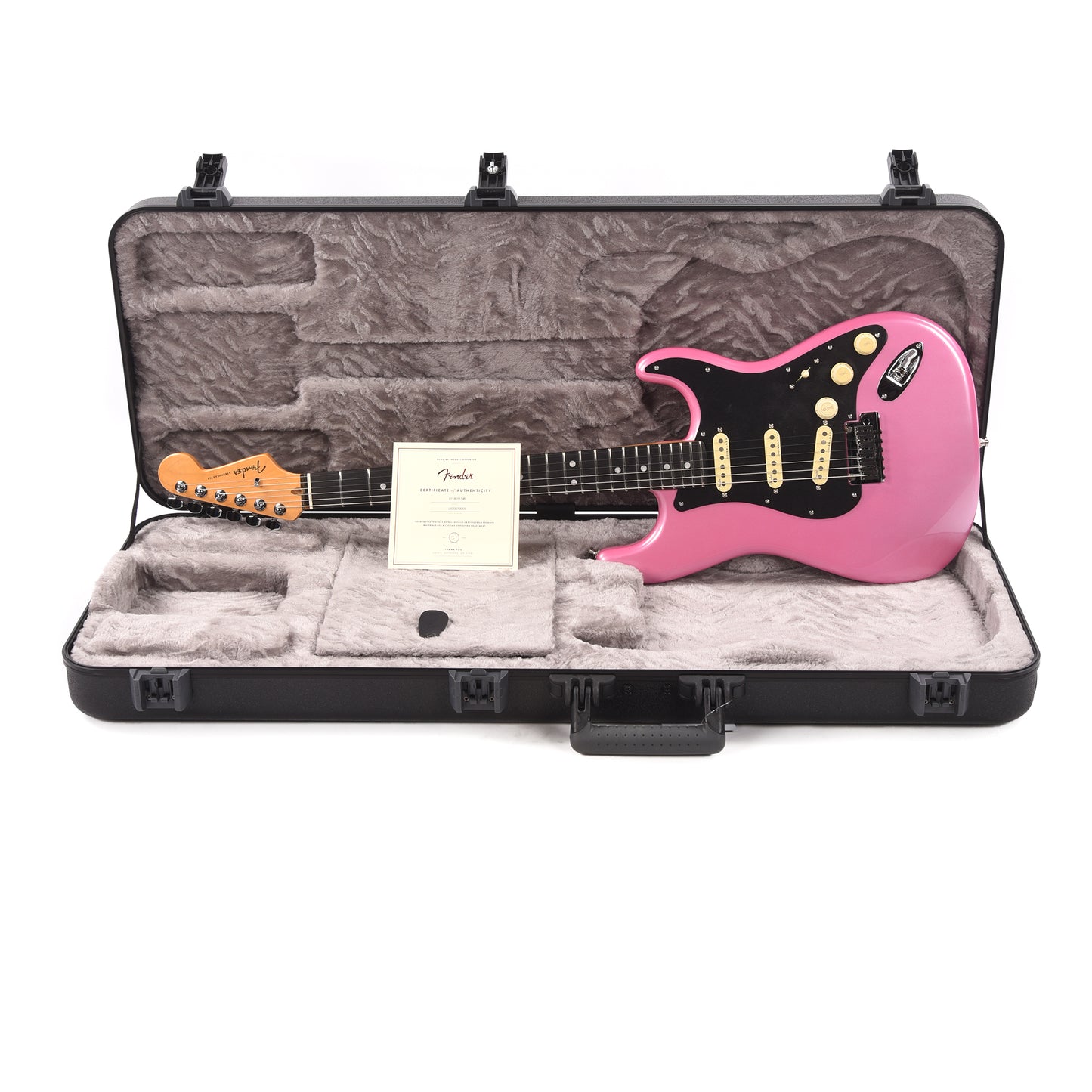 Fender American Ultra Stratocaster Bubble Gum Metallic w/Ebony Fingerboard & Anodized Black Pickguard Electric Guitars / Solid Body