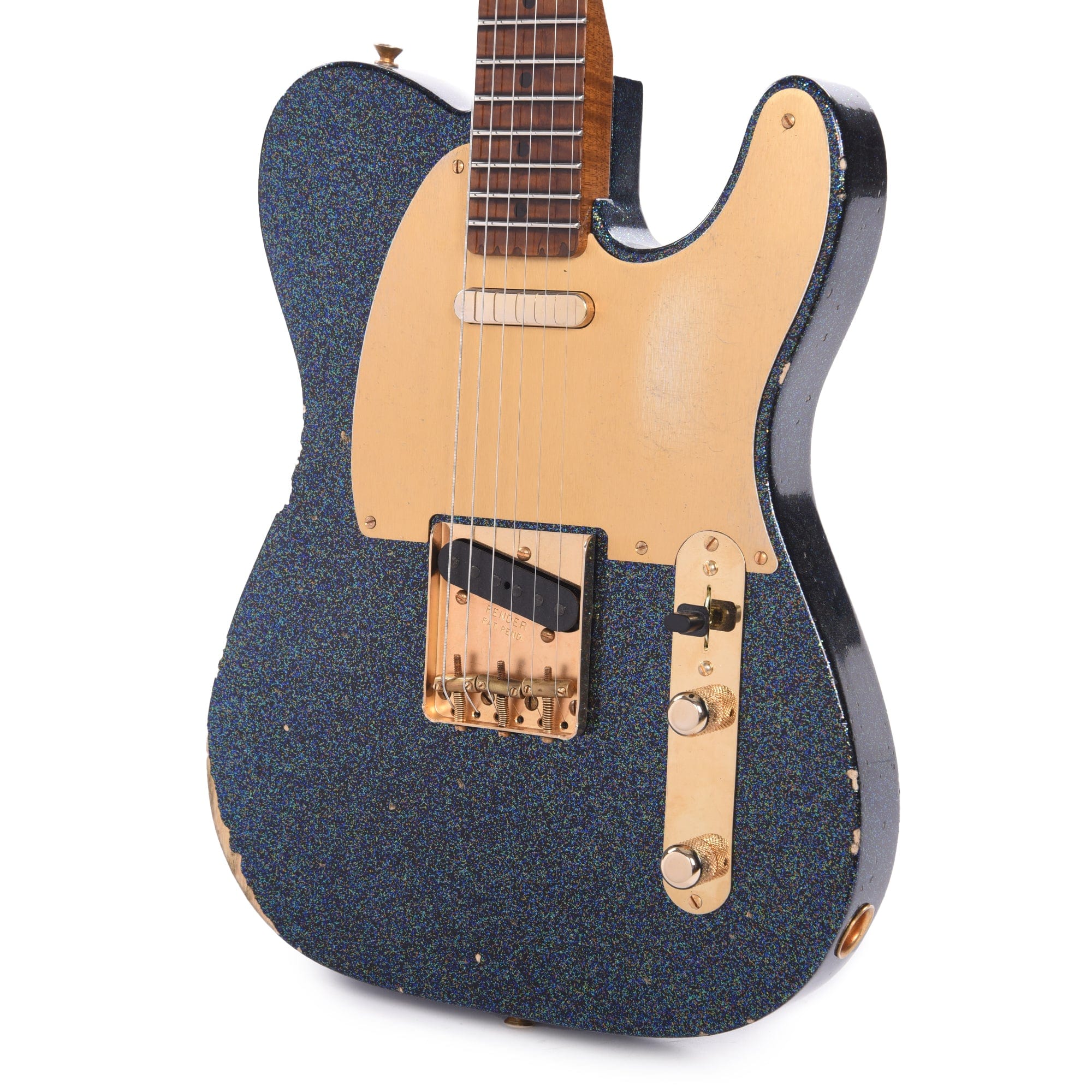 Fender Custom Shop 1950s Telecaster Relic Aged Black Holoflake w/Roasted 3A Flame Neck & Gold Hardware Electric Guitars / Solid Body