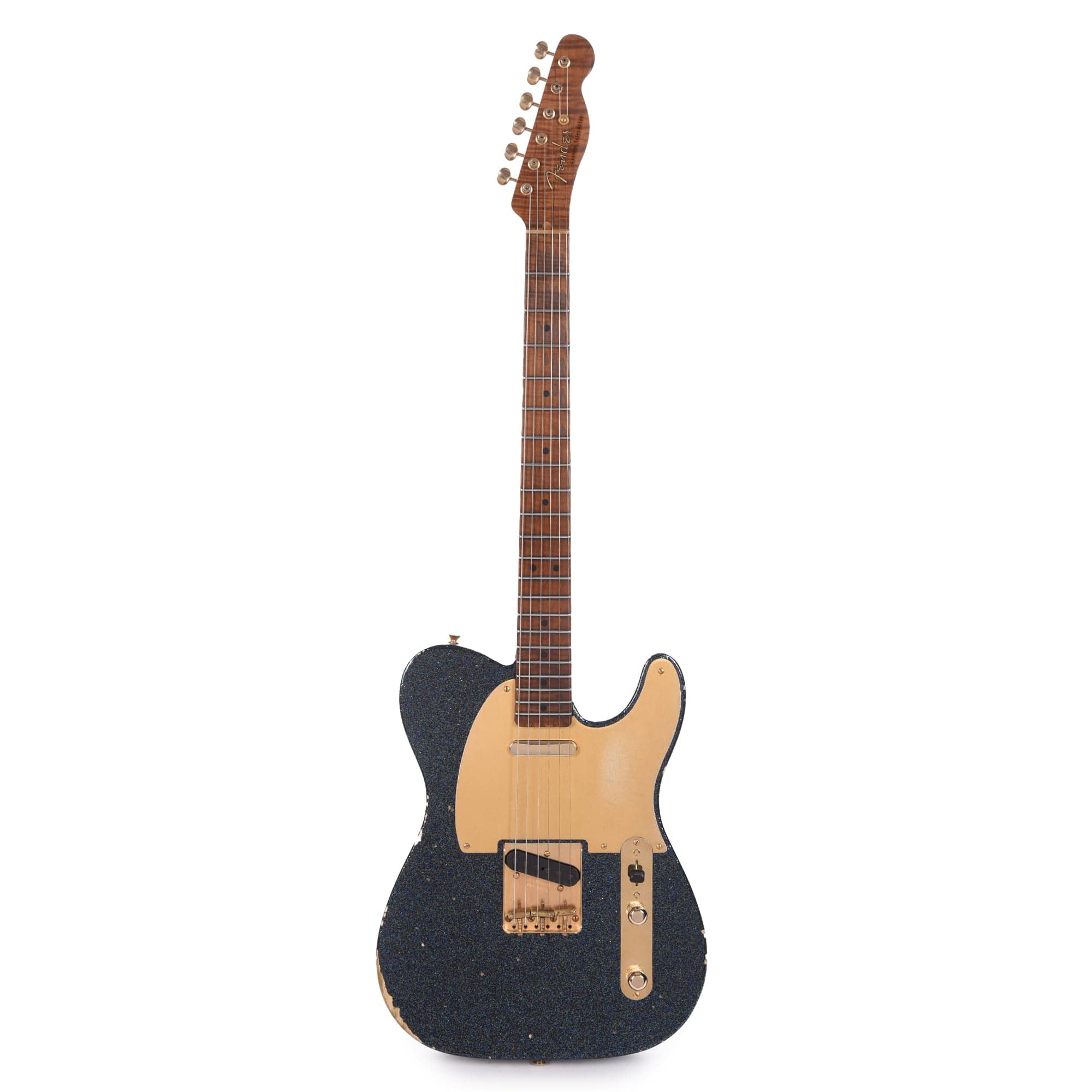 Fender Custom Shop 1950s Telecaster Relic Aged Black Holoflake w/Roasted 3A Flame Neck & Gold Hardware Electric Guitars / Solid Body