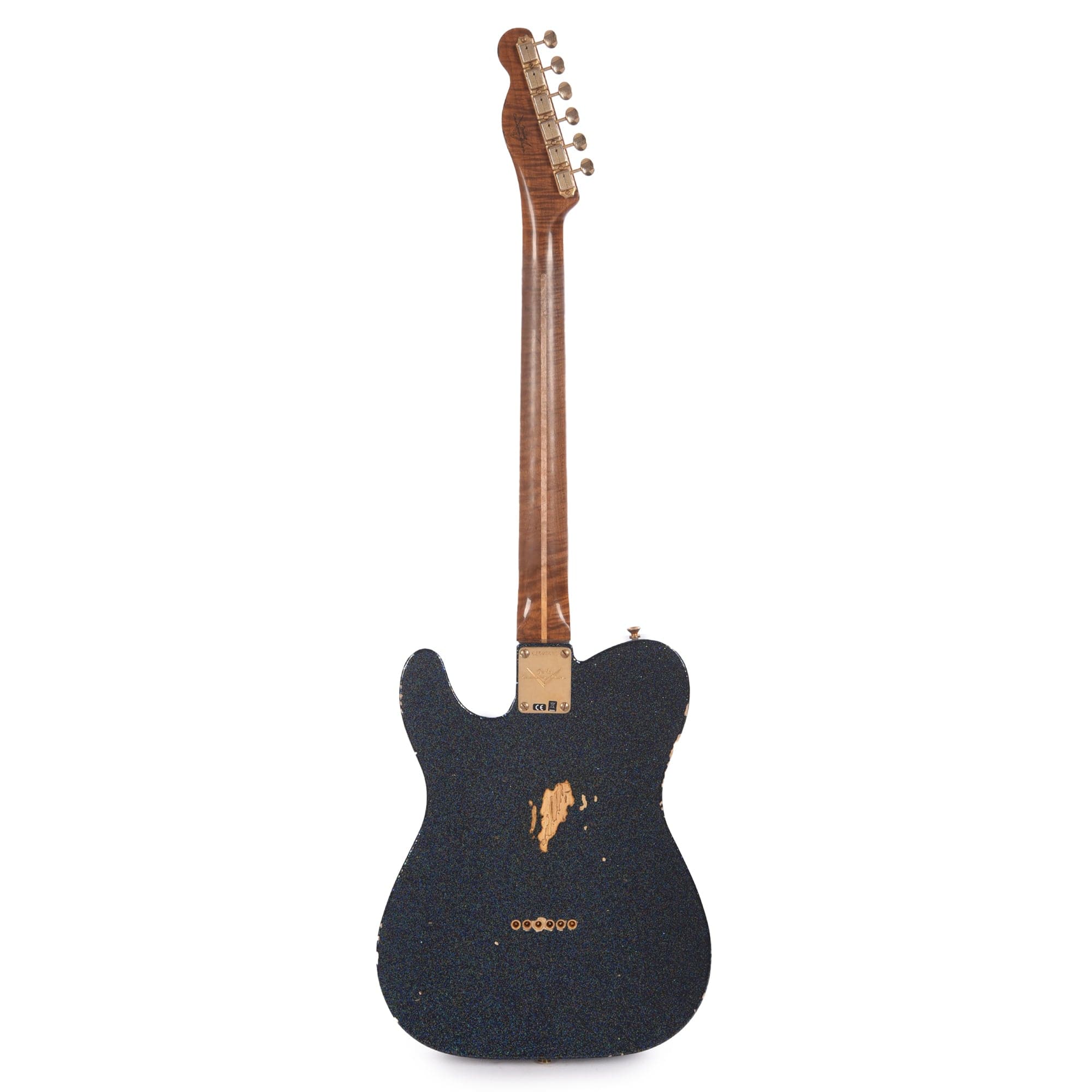 Fender Custom Shop 1950s Telecaster Relic Aged Black Holoflake w/Roasted 3A Flame Neck & Gold Hardware Electric Guitars / Solid Body