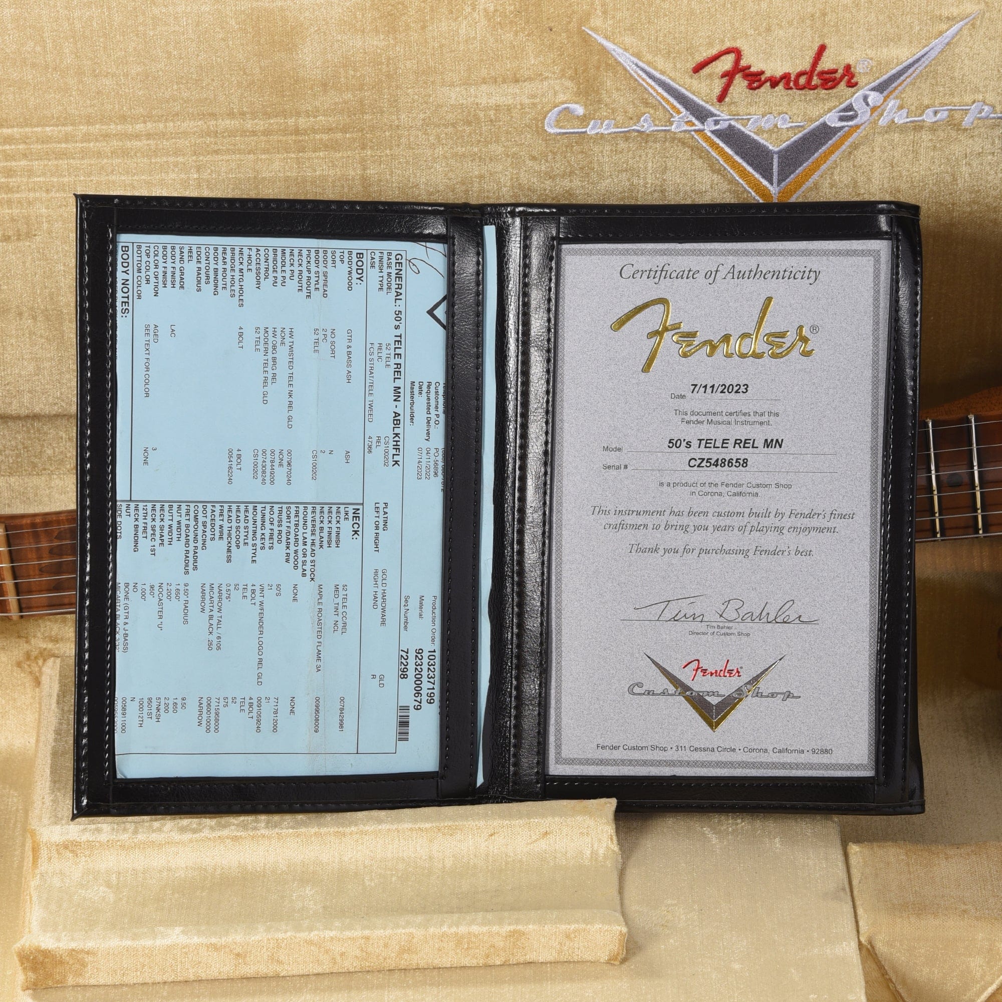 Fender Custom Shop 1950s Telecaster Relic Aged Black Holoflake w/Roasted 3A Flame Neck & Gold Hardware Electric Guitars / Solid Body