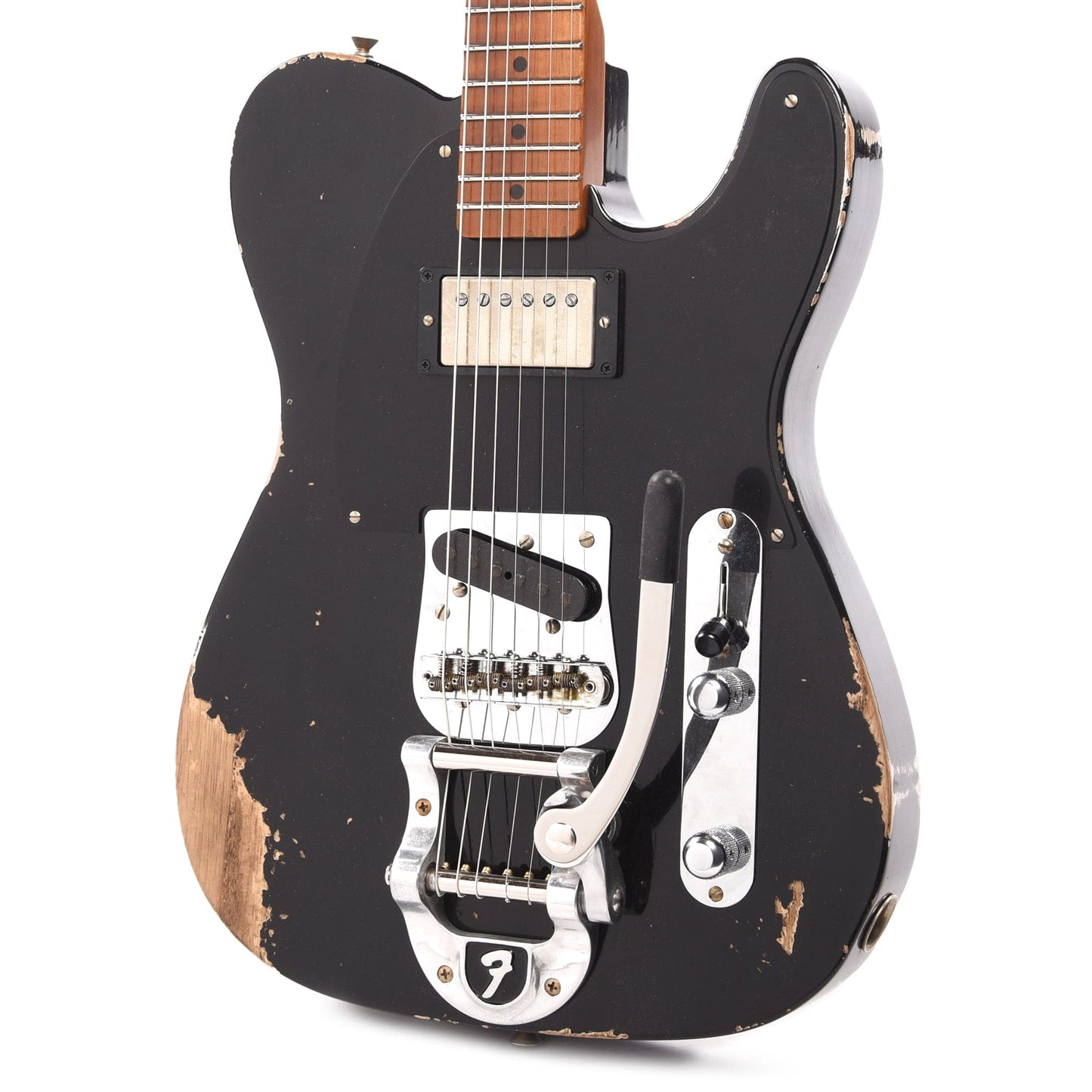 Fender Custom Shop 1952 Telecaster HS "Chicago Special" Heavy Relic Aged Black w/Bigsby & Roasted Neck Electric Guitars / Solid Body