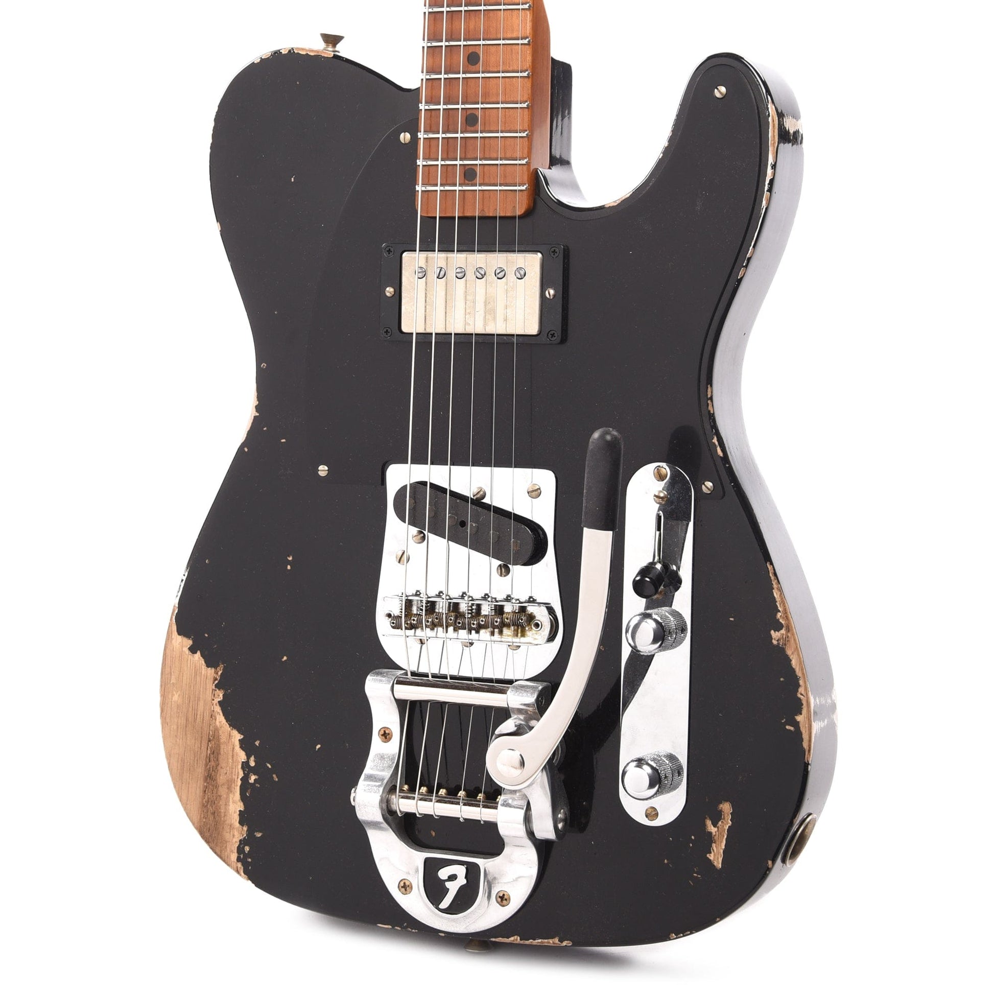 Fender Custom Shop 1952 Telecaster HS "Chicago Special" Heavy Relic Aged Black w/Bigsby & Roasted Neck Electric Guitars / Solid Body