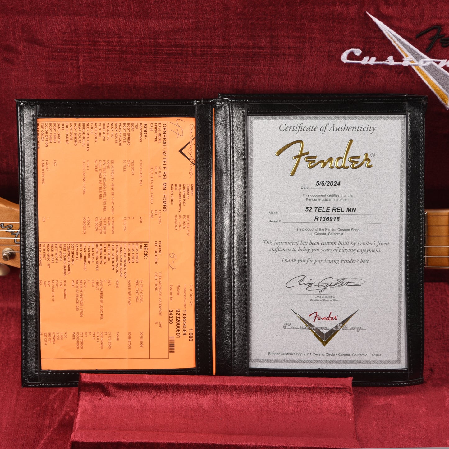 Fender Custom Shop 1952 Telecaster HS "Chicago Special" Relic Faded Cimarron Red Electric Guitars / Solid Body