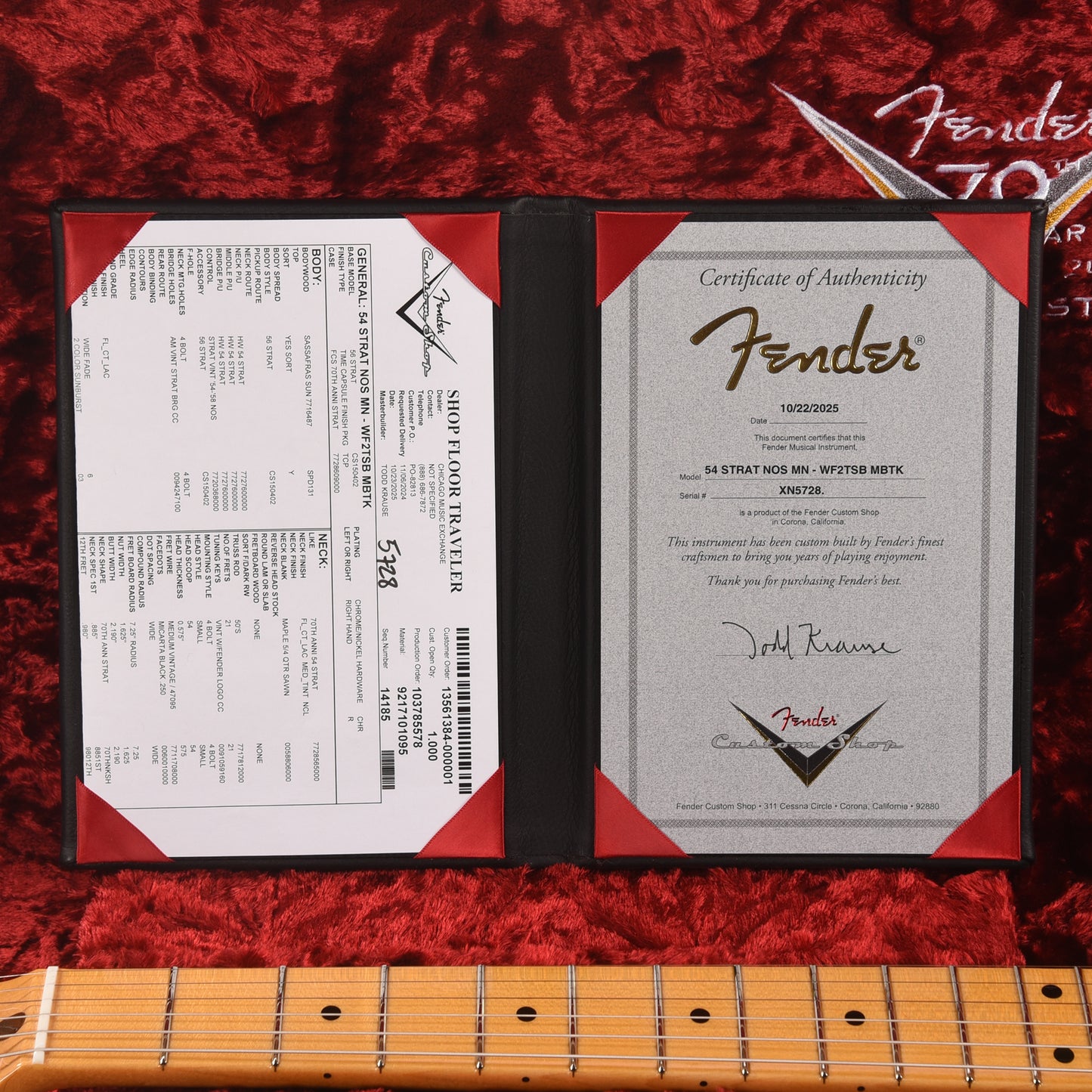 Fender Custom Shop 1954 Stratocaster NOS Wide Fade Chocolate 2-Color Sunburst Master Built by Todd Krause Electric Guitars / Solid Body