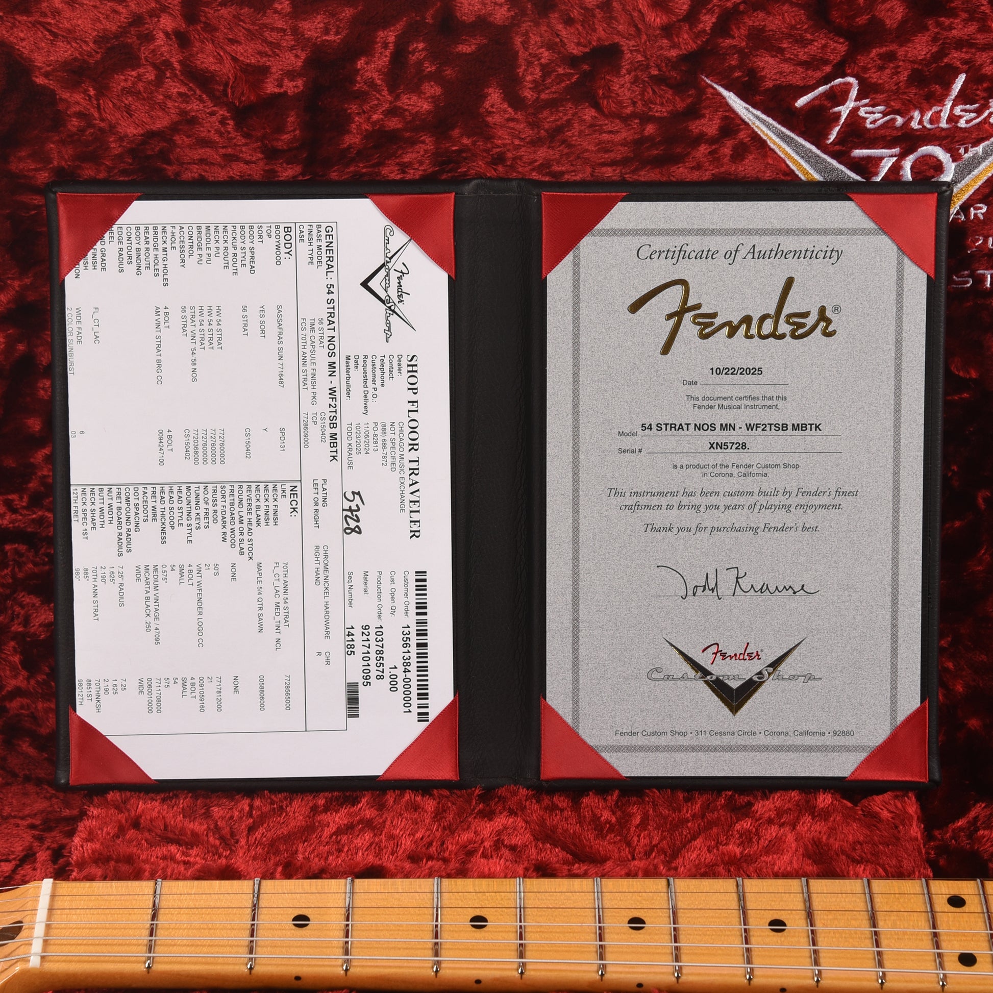 Fender Custom Shop 1954 Stratocaster NOS Wide Fade Chocolate 2-Color Sunburst Master Built by Todd Krause Electric Guitars / Solid Body