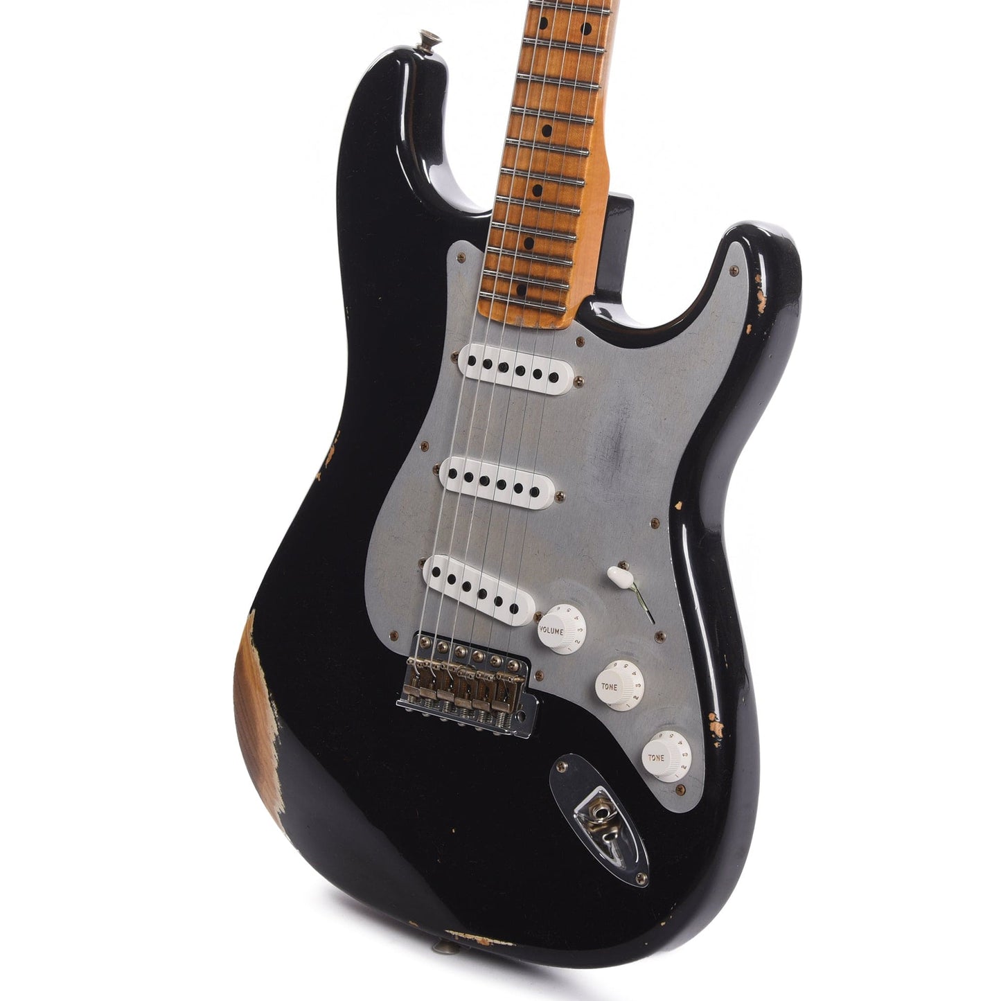 Fender Custom Shop 1955 Stratocaster "Chicago Special" Relic Aged Black w/Silver Aluminum Pickguard Electric Guitars / Solid Body
