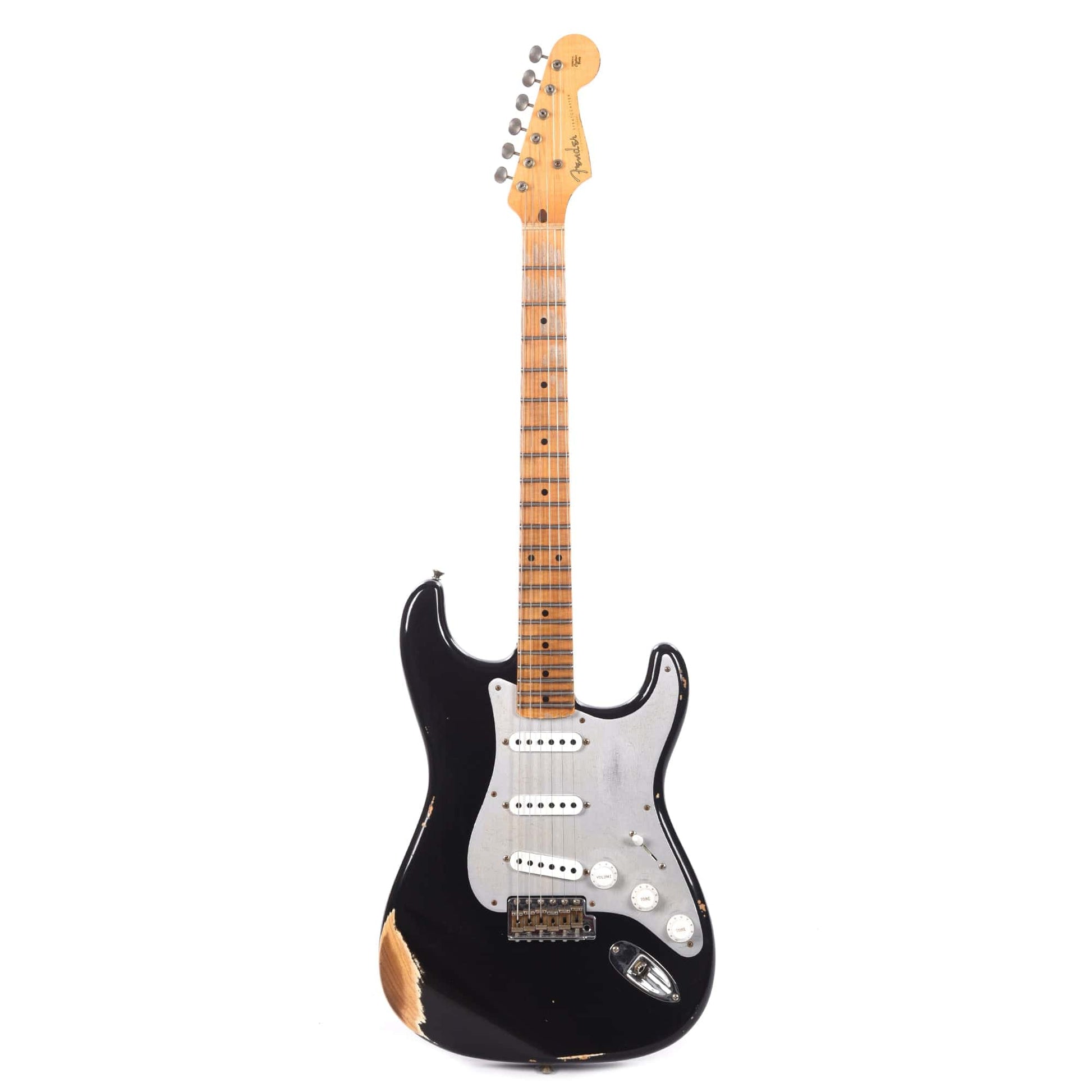 Fender Custom Shop 1955 Stratocaster "Chicago Special" Relic Aged Black w/Silver Aluminum Pickguard Electric Guitars / Solid Body