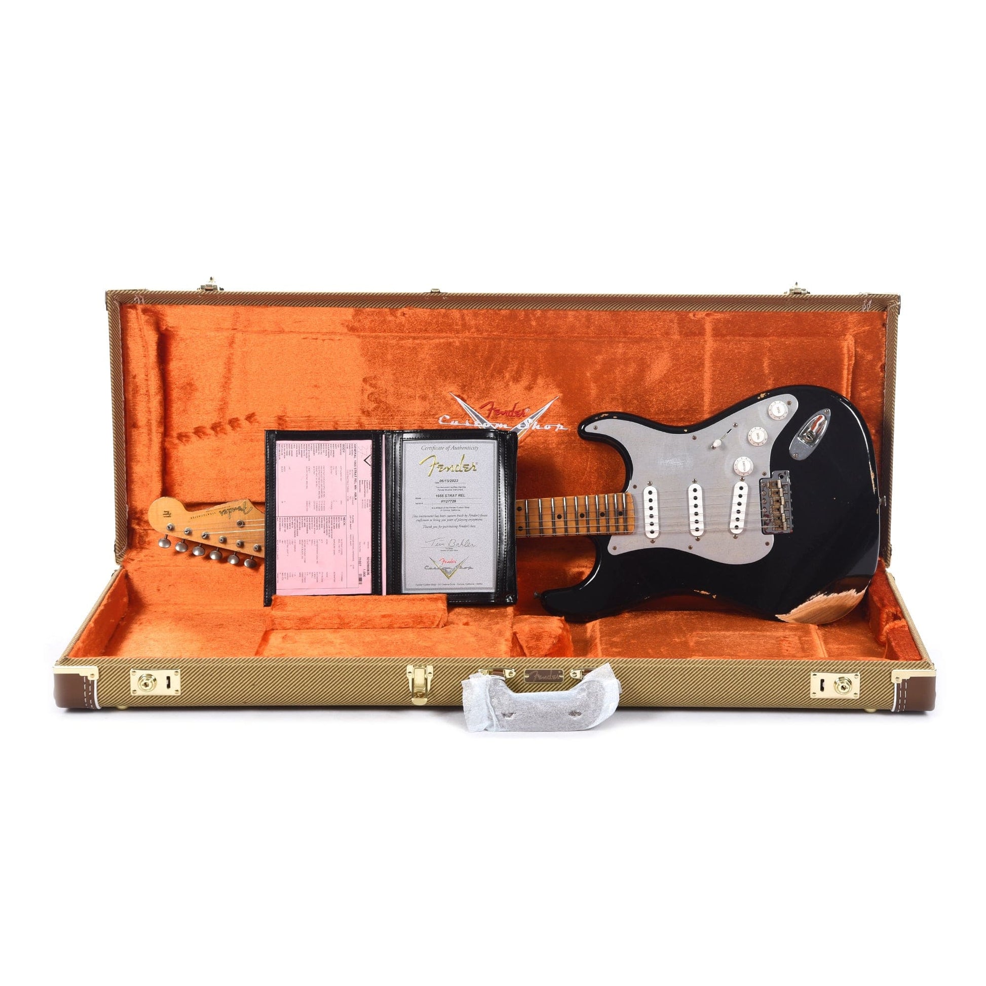 Fender Custom Shop 1955 Stratocaster "Chicago Special" Relic Aged Black w/Silver Aluminum Pickguard Electric Guitars / Solid Body
