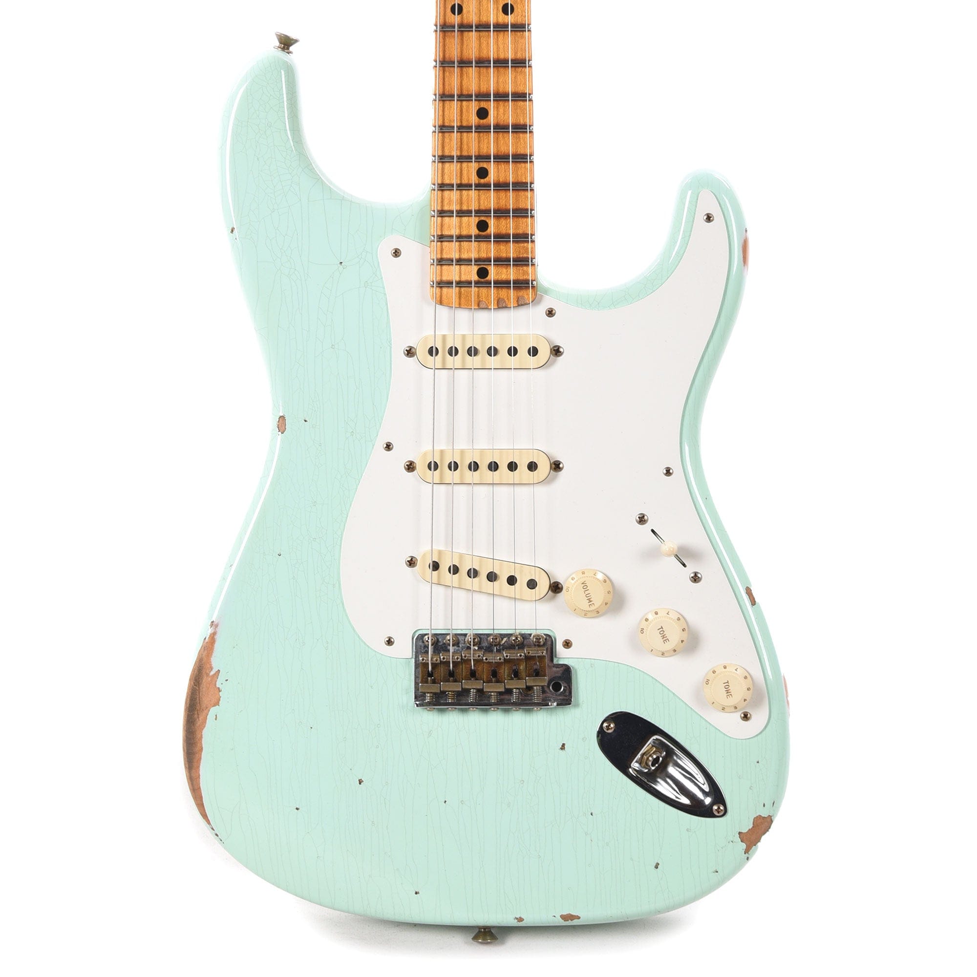 Fender Custom Shop 1958 Stratocaster Relic Super Faded Aged Surf Green Electric Guitars / Solid Body