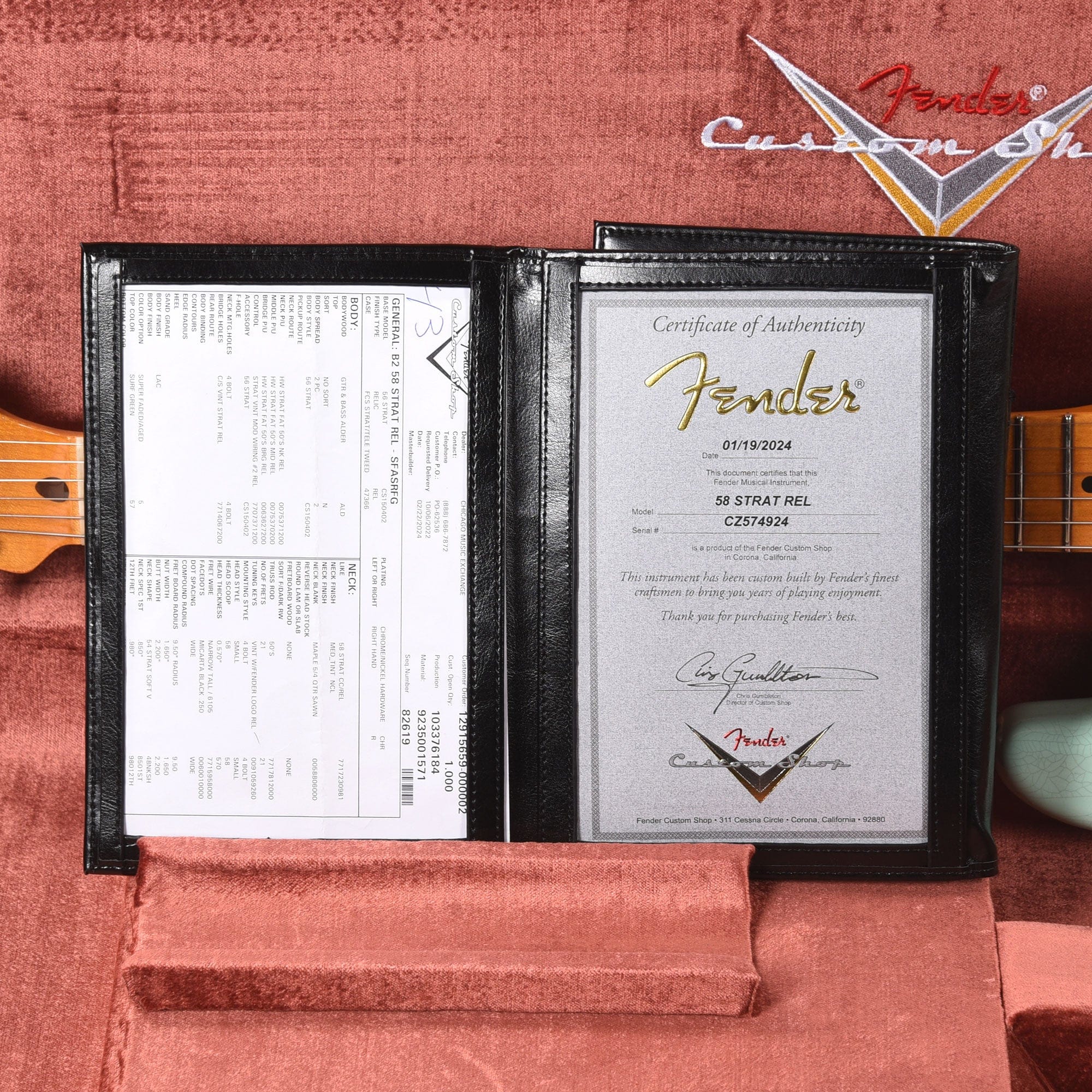 Fender Custom Shop 1958 Stratocaster Relic Super Faded Aged Surf Green Electric Guitars / Solid Body