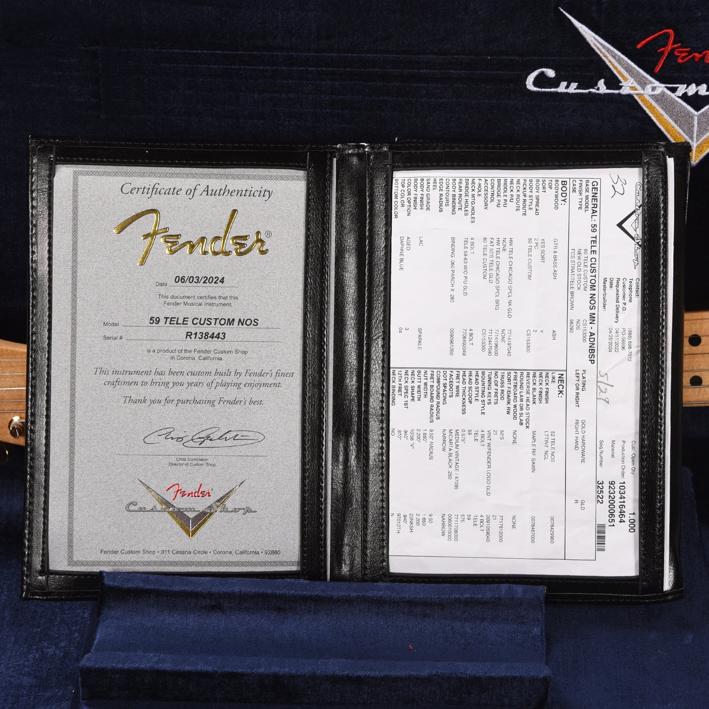 Fender Custom Shop 1959 Custom Telecaster "Chicago Special" NOS Aged Daphne Blue Sparkle Electric Guitars / Solid Body