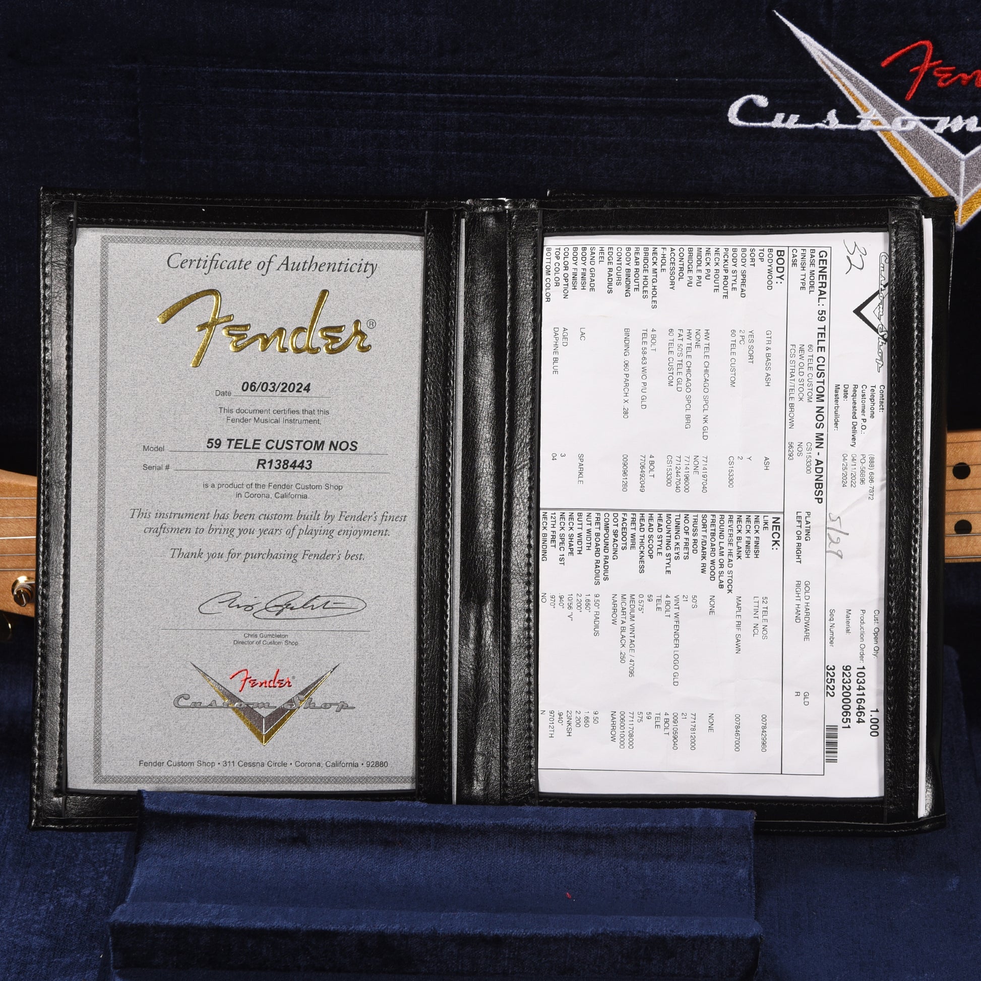 Fender Custom Shop 1959 Custom Telecaster "Chicago Special" NOS Aged Daphne Blue Sparkle Electric Guitars / Solid Body