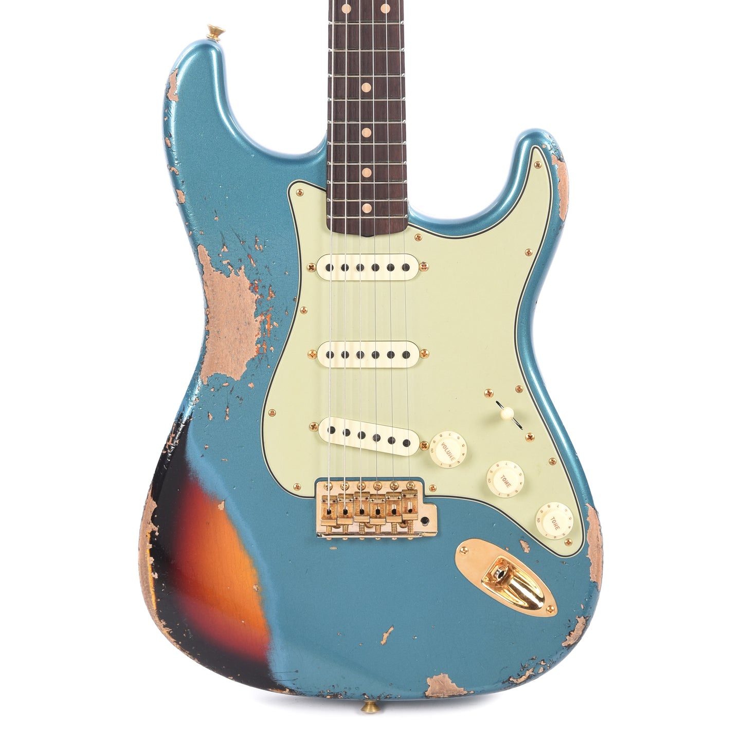 Fender Custom Shop 1960 Stratocaster "Chicago Special" Heavy Relic Super Aged Ocean Turquoise over 3-Color Sunburst w/Gold Hardware Electric Guitars / Solid Body