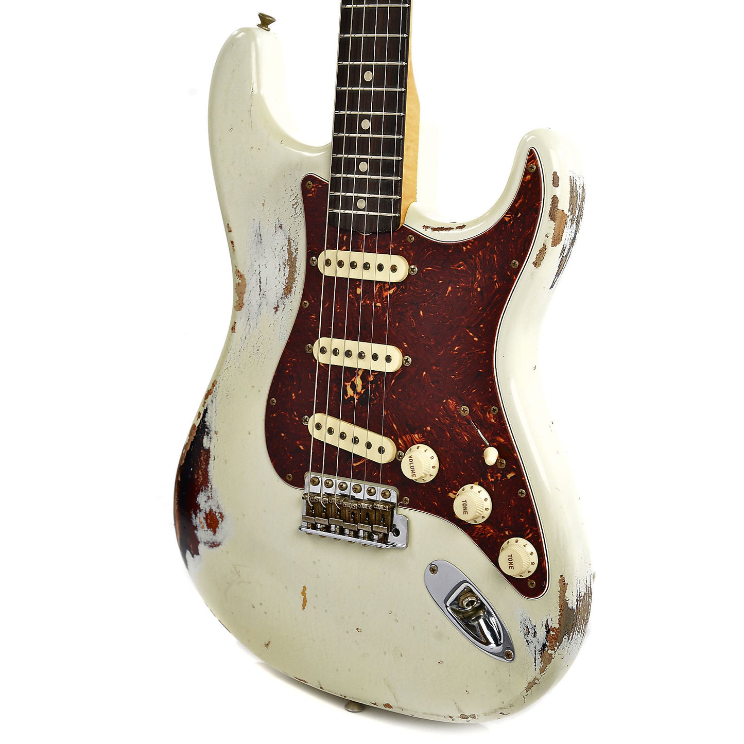 Fender Custom Shop 1960 Stratocaster Heavy Relic RW Olympic White Over 3 Tone Sunburst Master Built by Dennis Galuszka Electric Guitars / Solid Body