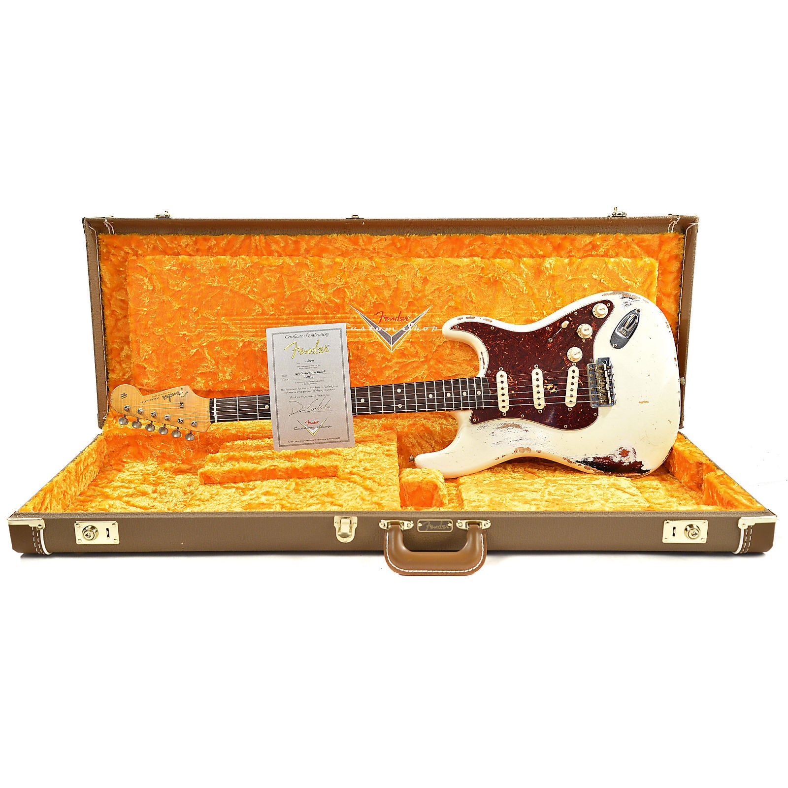 Fender Custom Shop 1960 Stratocaster Heavy Relic RW Olympic White Over 3 Tone Sunburst Master Built by Dennis Galuszka Electric Guitars / Solid Body