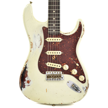 Fender Custom Shop 1960 Stratocaster Heavy Relic RW Olympic White Over 3 Tone Sunburst Master Built by Dennis Galuszka Electric Guitars / Solid Body