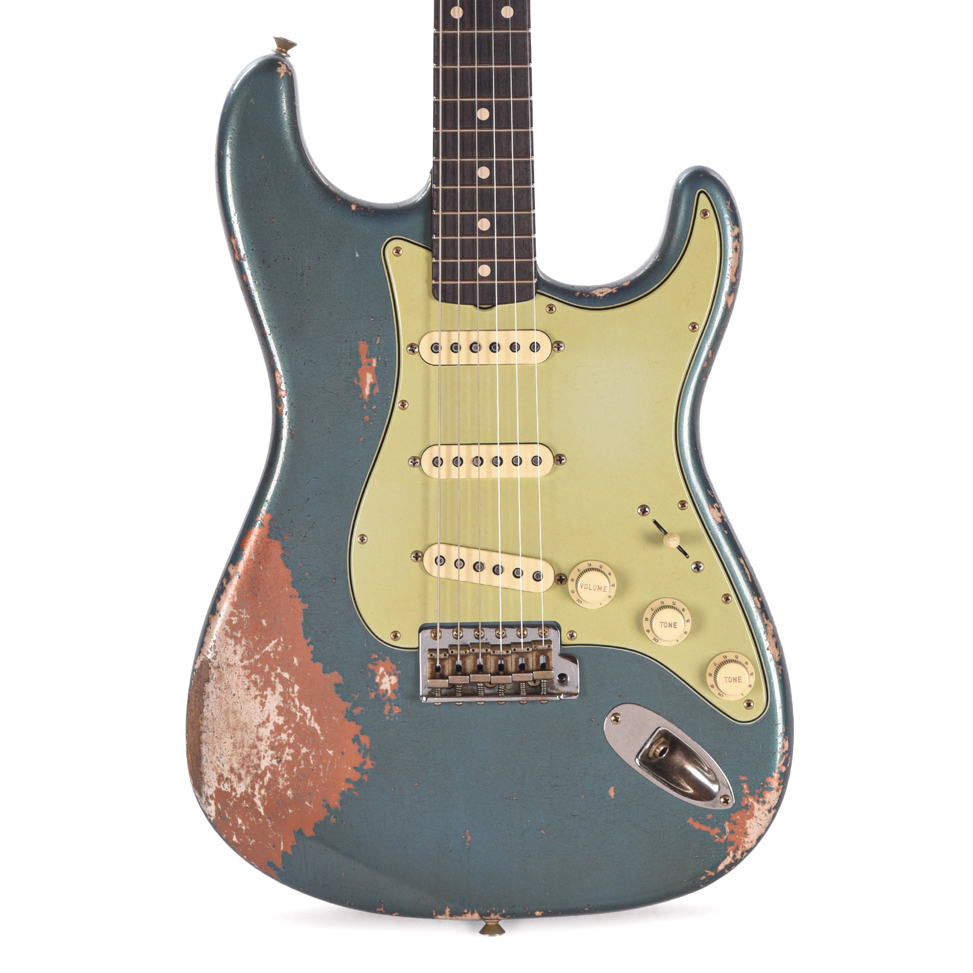 Fender Custom Shop 1962 AA Flame Neck Stratocaster Relic Aged Lake Placid Blue over Burnt Copper Masterbuilder Apprentice Built By Dan Gonzalez Electric Guitars / Solid Body
