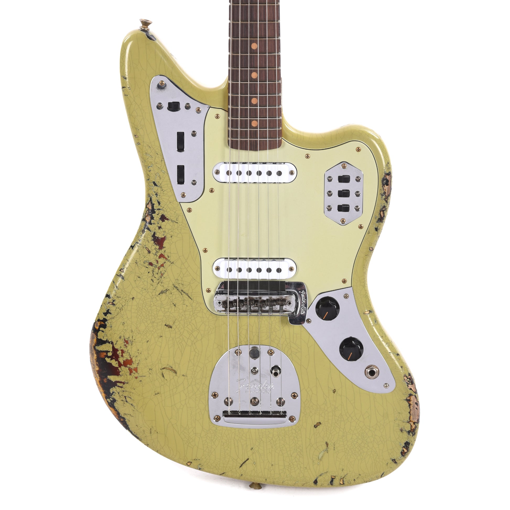 Fender Custom Shop 1962 Jaguar Heavy Relic Super Aged Appliance Green Over 3-Color Sunburst Electric Guitars / Solid Body