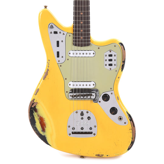Fender Custom Shop 1962 Jaguar Heavy Relic Super Aged Graffiti Yellow Over 3-Color Sunburst Electric Guitars / Solid Body