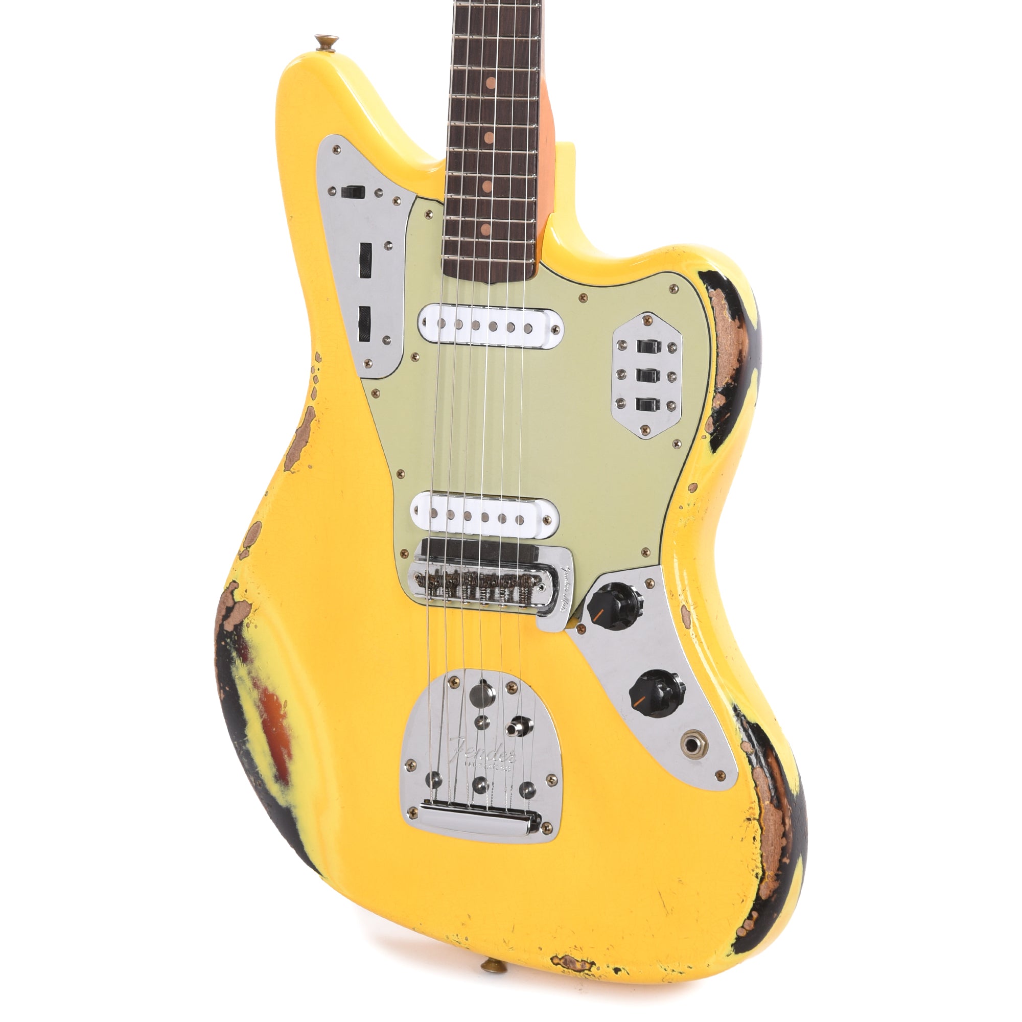 Fender Custom Shop 1962 Jaguar Heavy Relic Super Aged Graffiti Yellow Over 3-Color Sunburst Electric Guitars / Solid Body