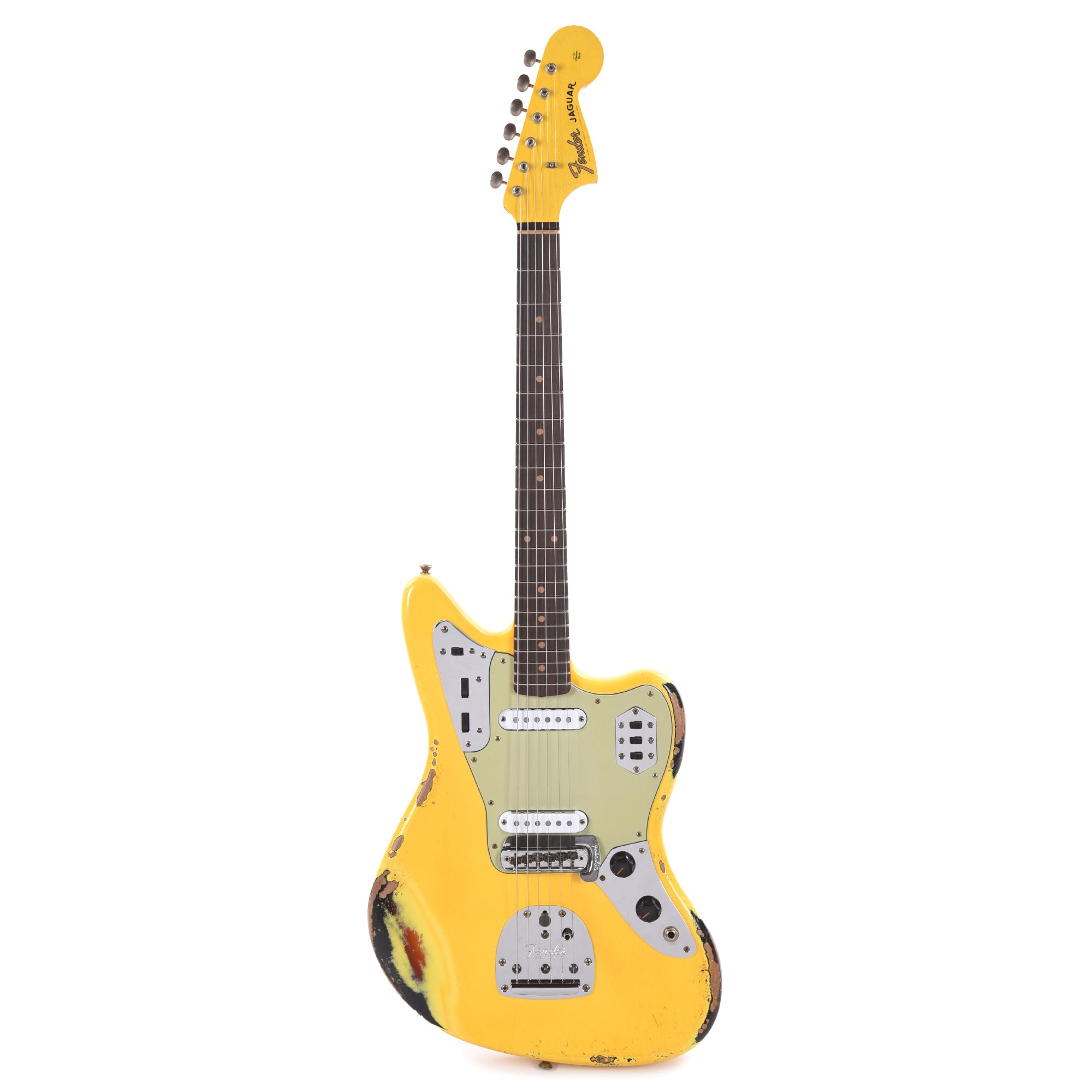Fender Custom Shop 1962 Jaguar Heavy Relic Super Aged Graffiti Yellow Over 3-Color Sunburst Electric Guitars / Solid Body