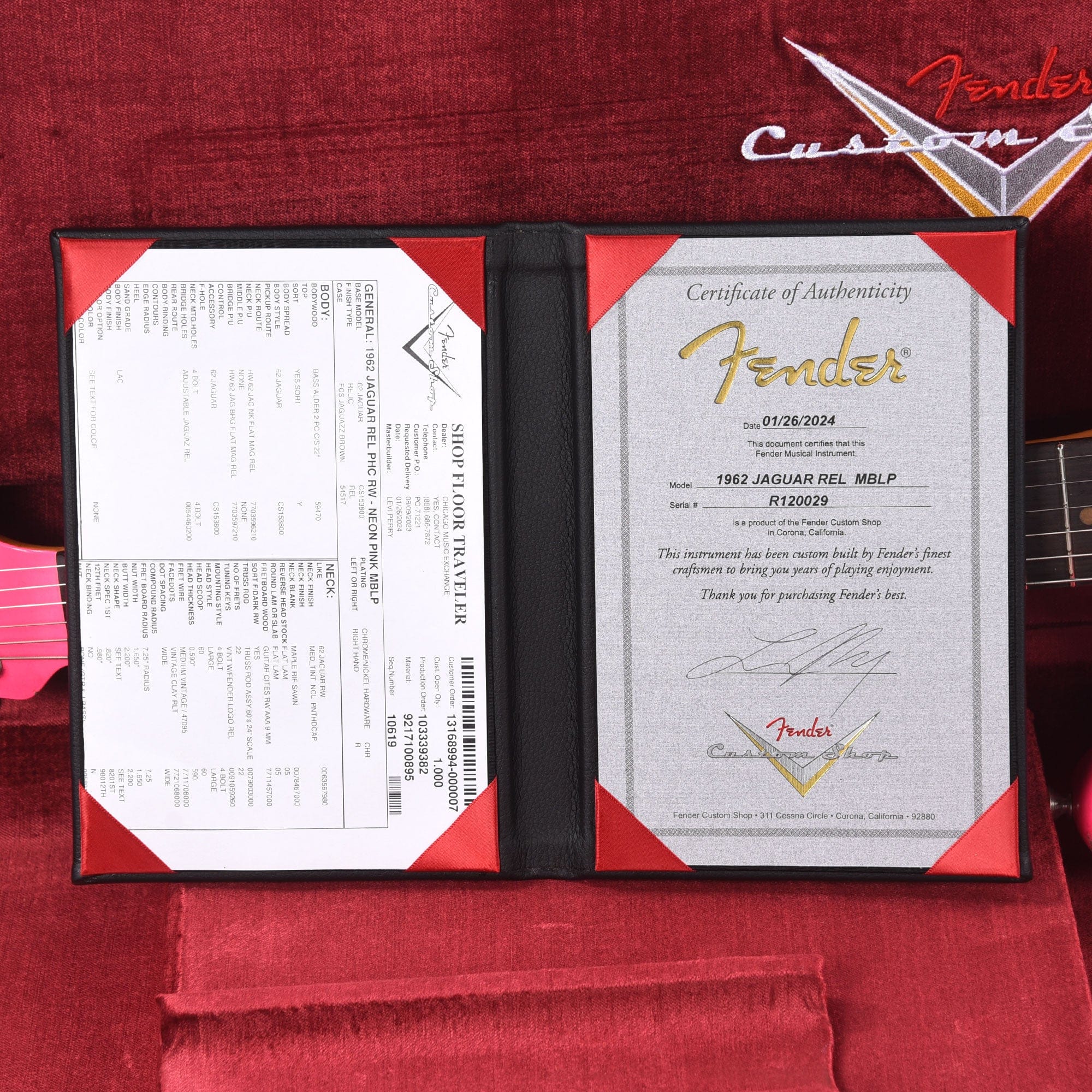 Fender Custom Shop 1962 Jaguar Relic Neon Pink Masterbuilt by Levi Perry Electric Guitars / Solid Body