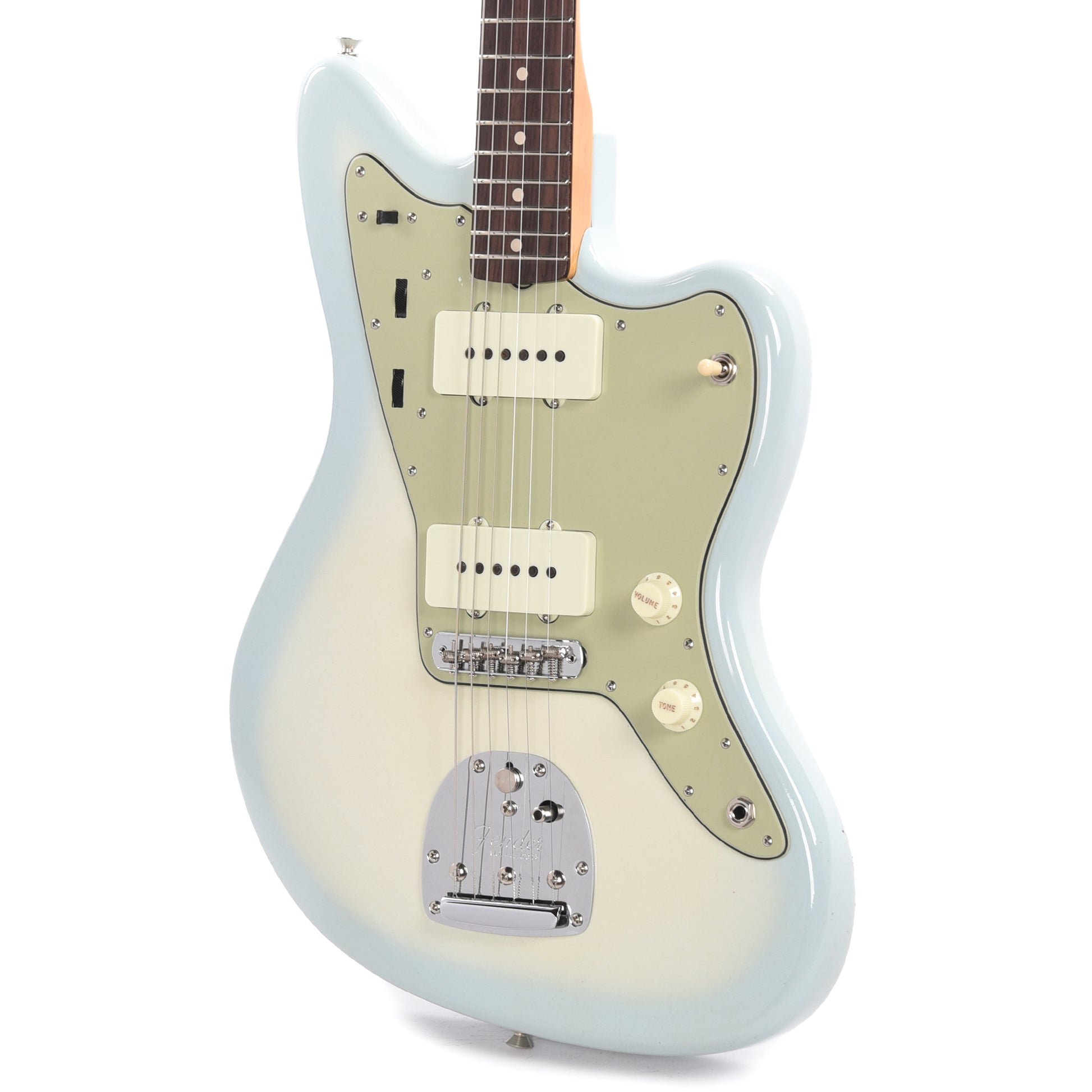Fender Custom Shop 1962 Jazzmaster "Chicago Special" Deluxe Closet Classic Super Aged Olympic White w/Sonic Blue Burst Electric Guitars / Solid Body